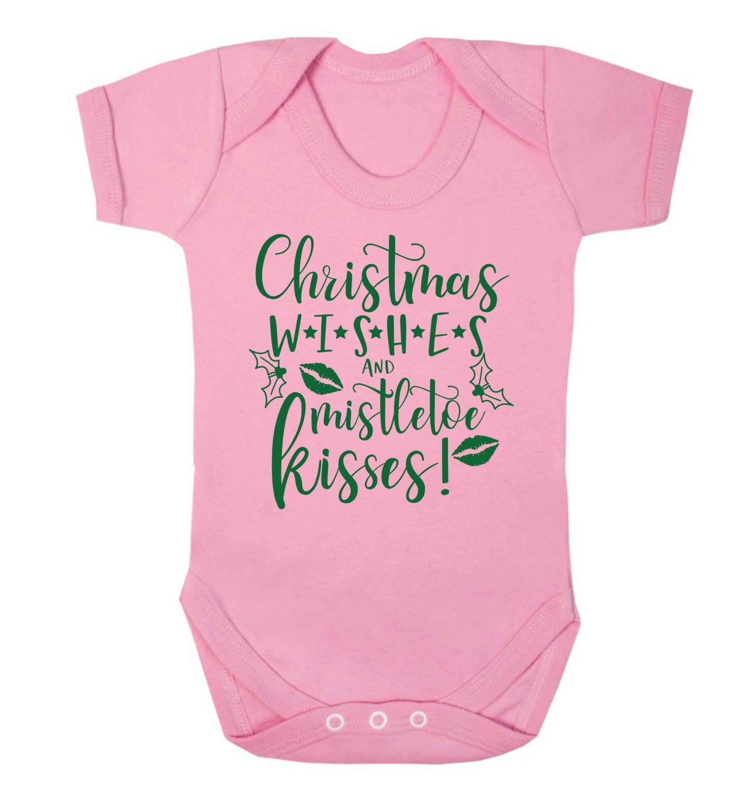 Christmas wishes and mistletoe kisses Baby Vest pale pink 18-24 months