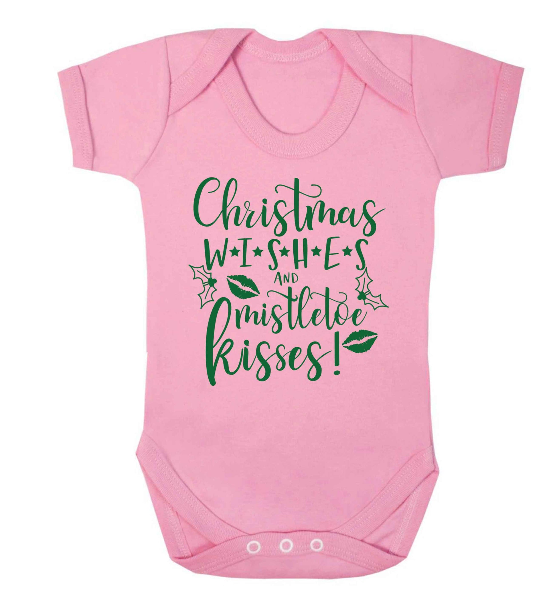 Christmas wishes and mistletoe kisses Baby Vest pale pink 18-24 months