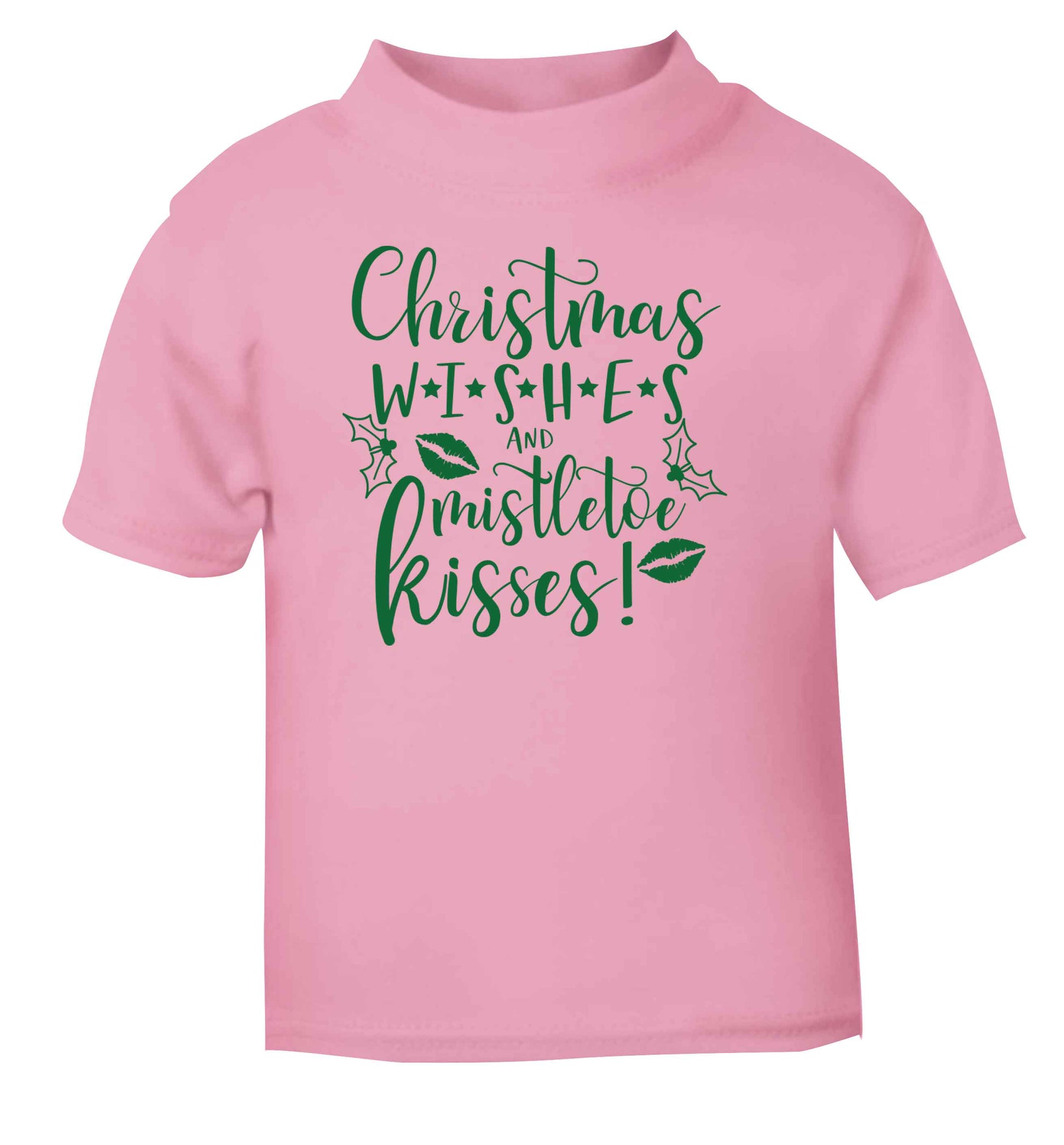 Christmas wishes and mistletoe kisses light pink Baby Toddler Tshirt 2 Years