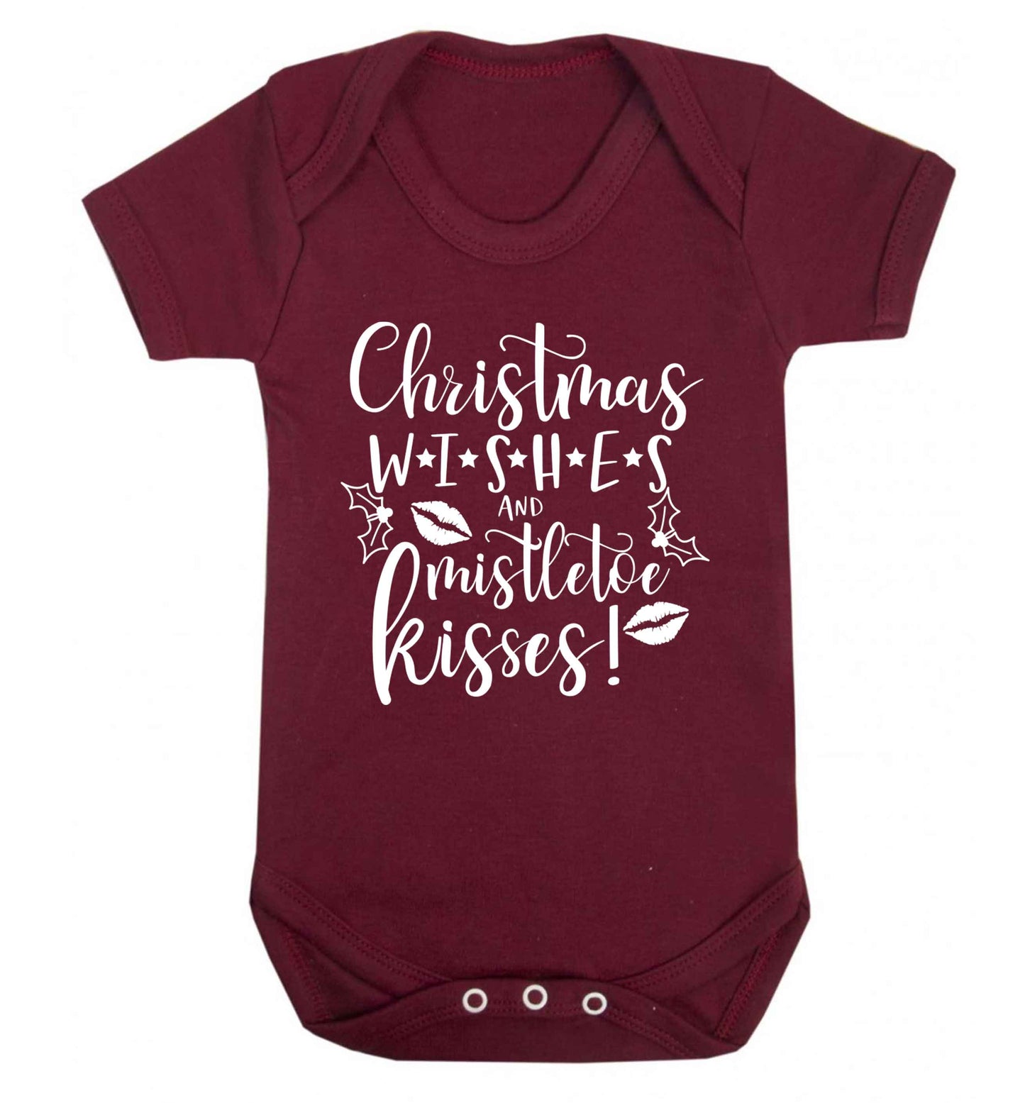 Christmas wishes and mistletoe kisses Baby Vest maroon 18-24 months