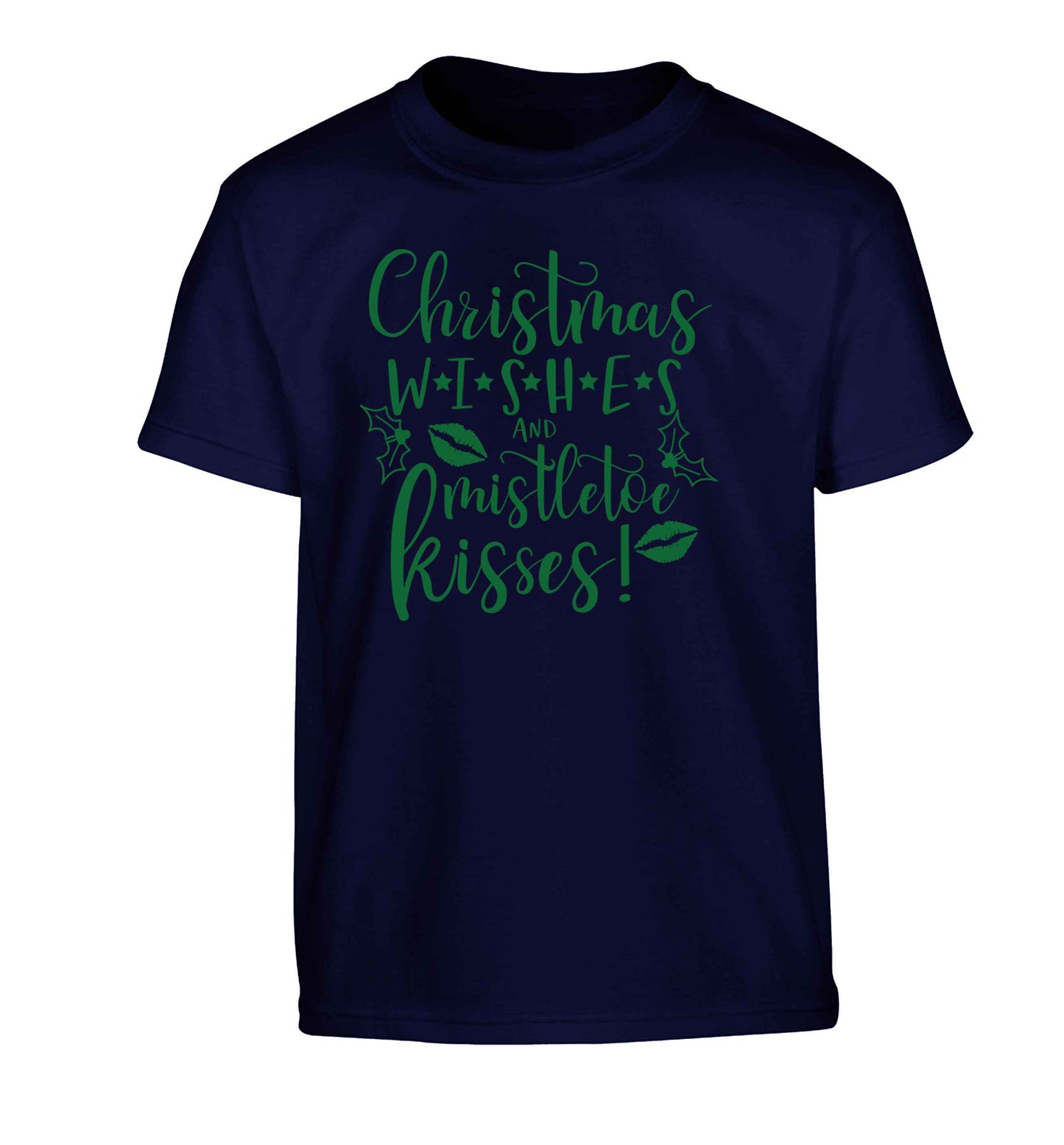 Christmas wishes and mistletoe kisses Children's navy Tshirt 12-13 Years