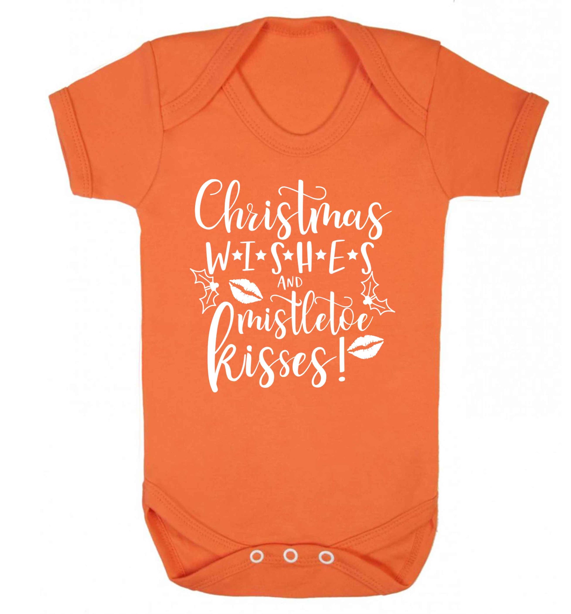 Christmas wishes and mistletoe kisses Baby Vest orange 18-24 months