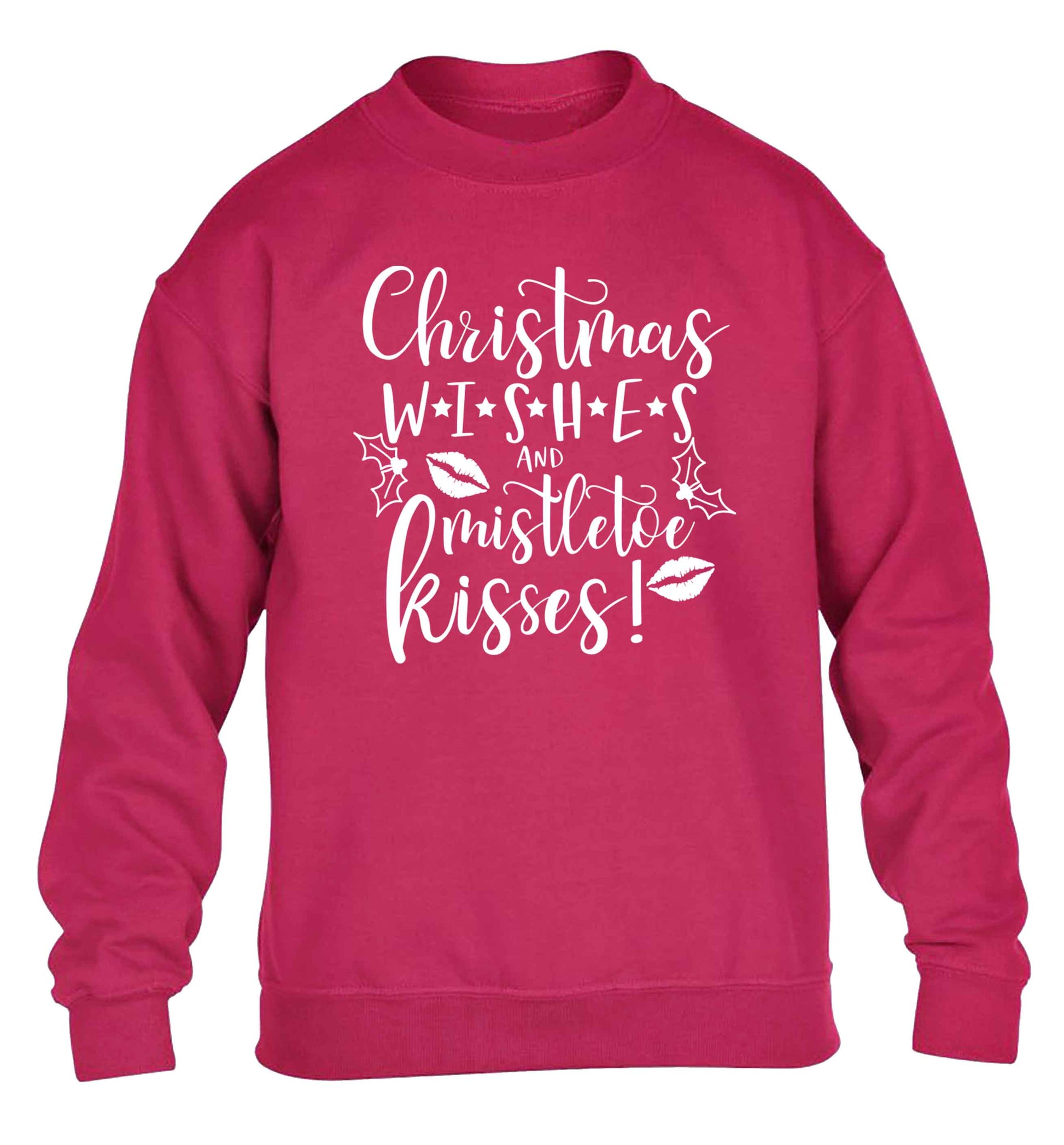 Christmas wishes and mistletoe kisses children's pink sweater 12-13 Years