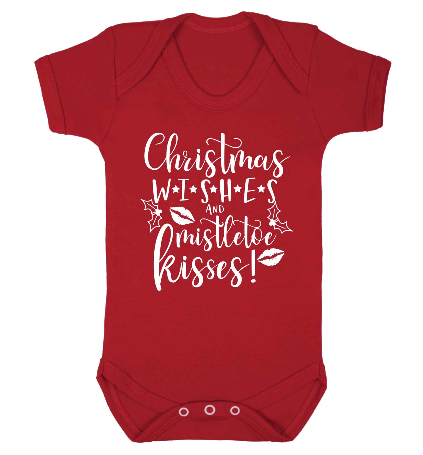 Christmas wishes and mistletoe kisses Baby Vest red 18-24 months