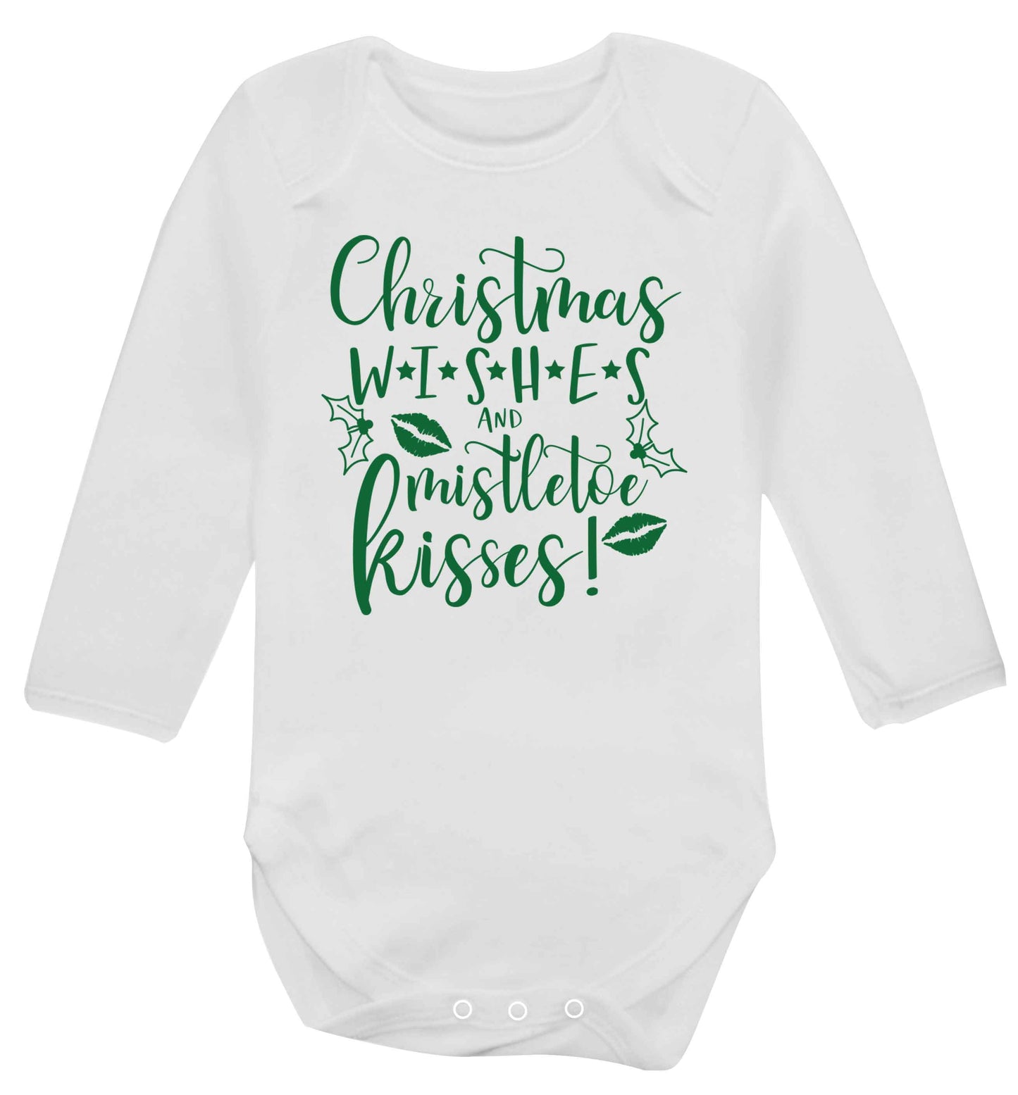Christmas wishes and mistletoe kisses Baby Vest long sleeved white 6-12 months