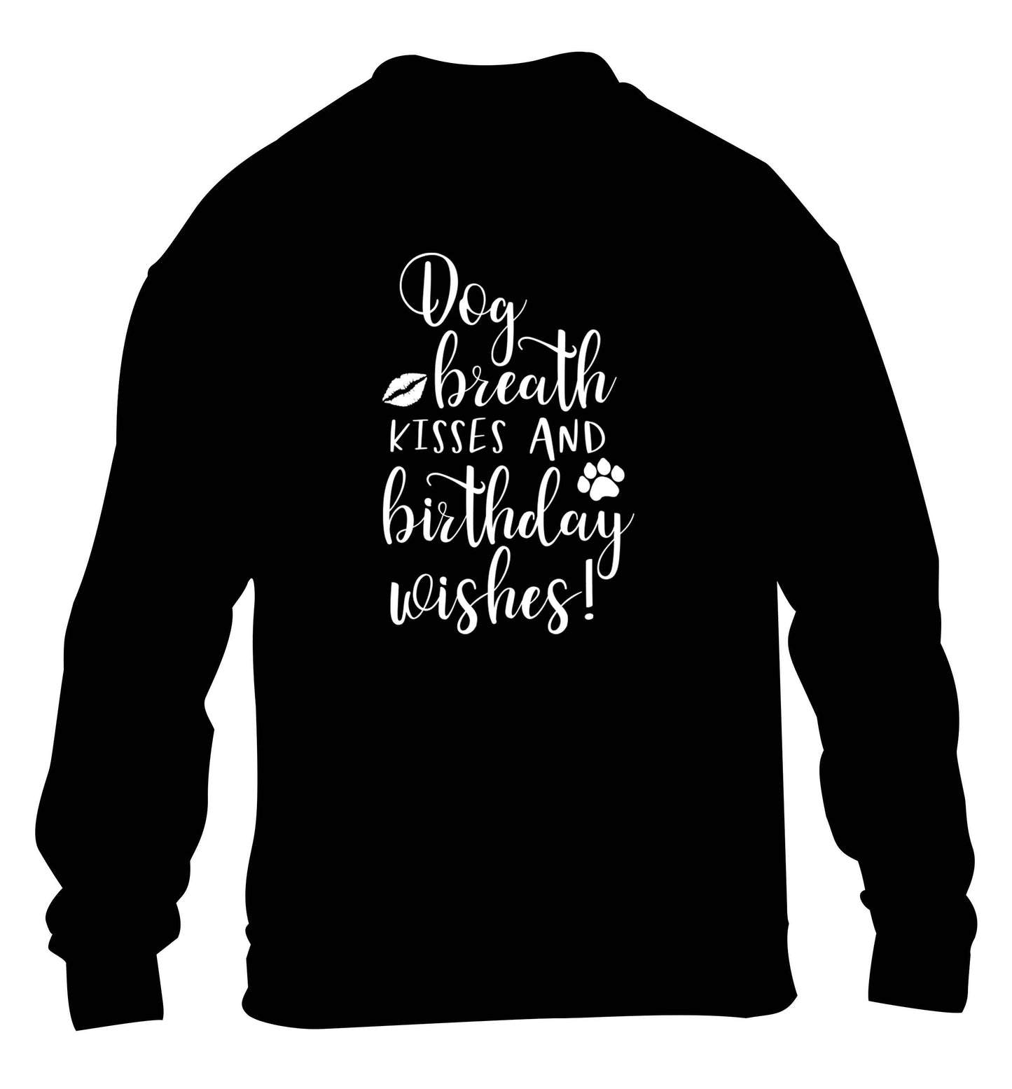 Dog breath kisses and christmas wishes children's black sweater 12-13 Years