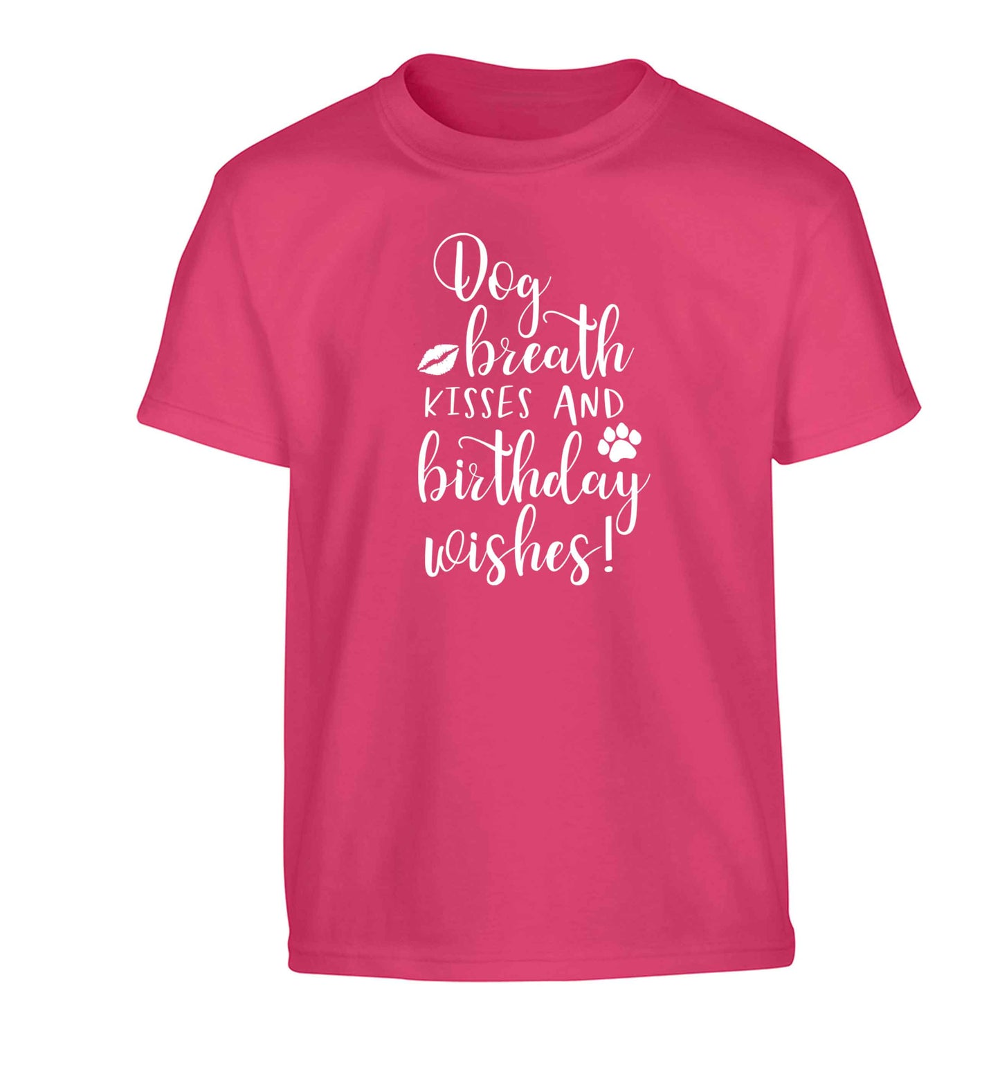 Dog breath kisses and christmas wishes Children's pink Tshirt 12-13 Years