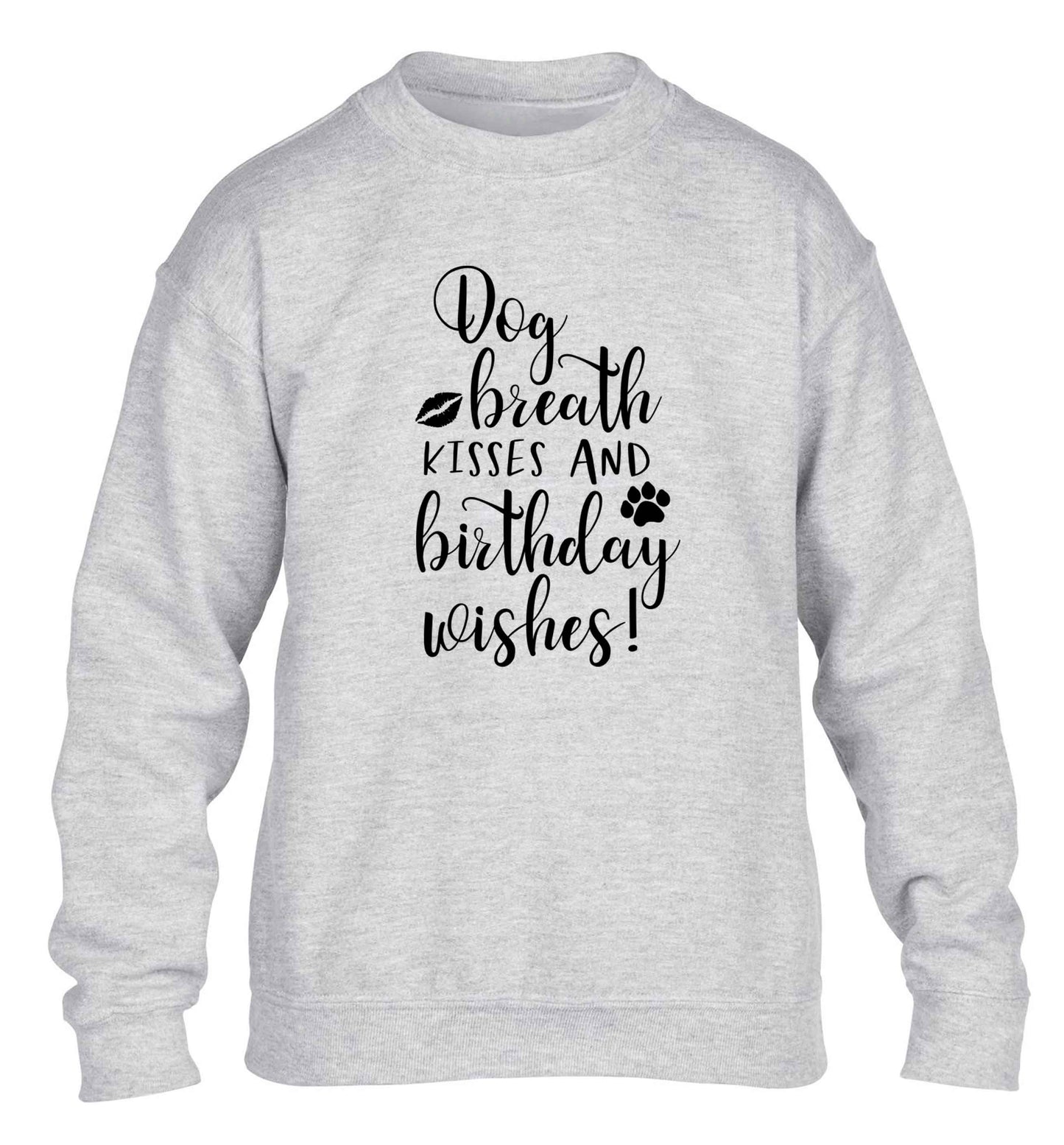 Dog breath kisses and christmas wishes children's grey sweater 12-13 Years