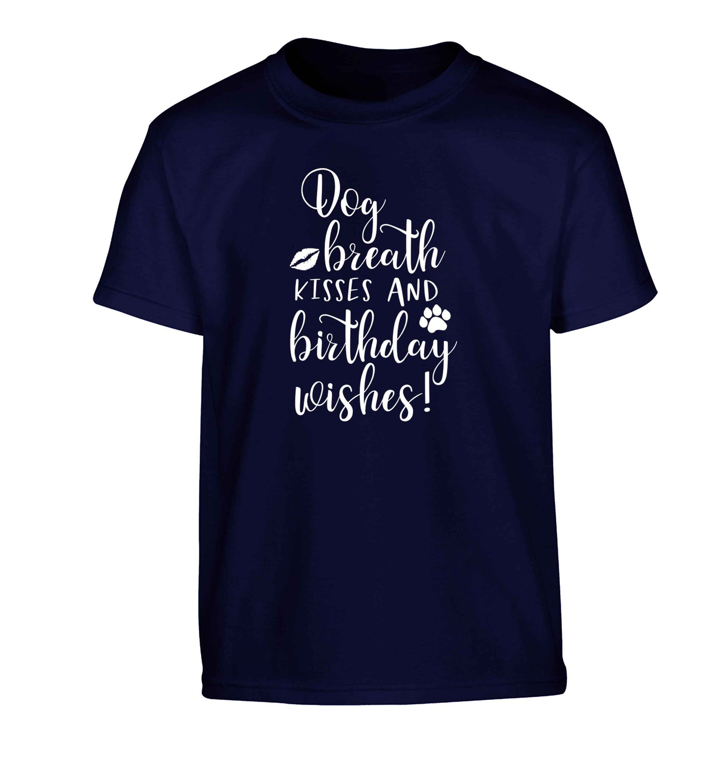 Dog breath kisses and christmas wishes Children's navy Tshirt 12-13 Years