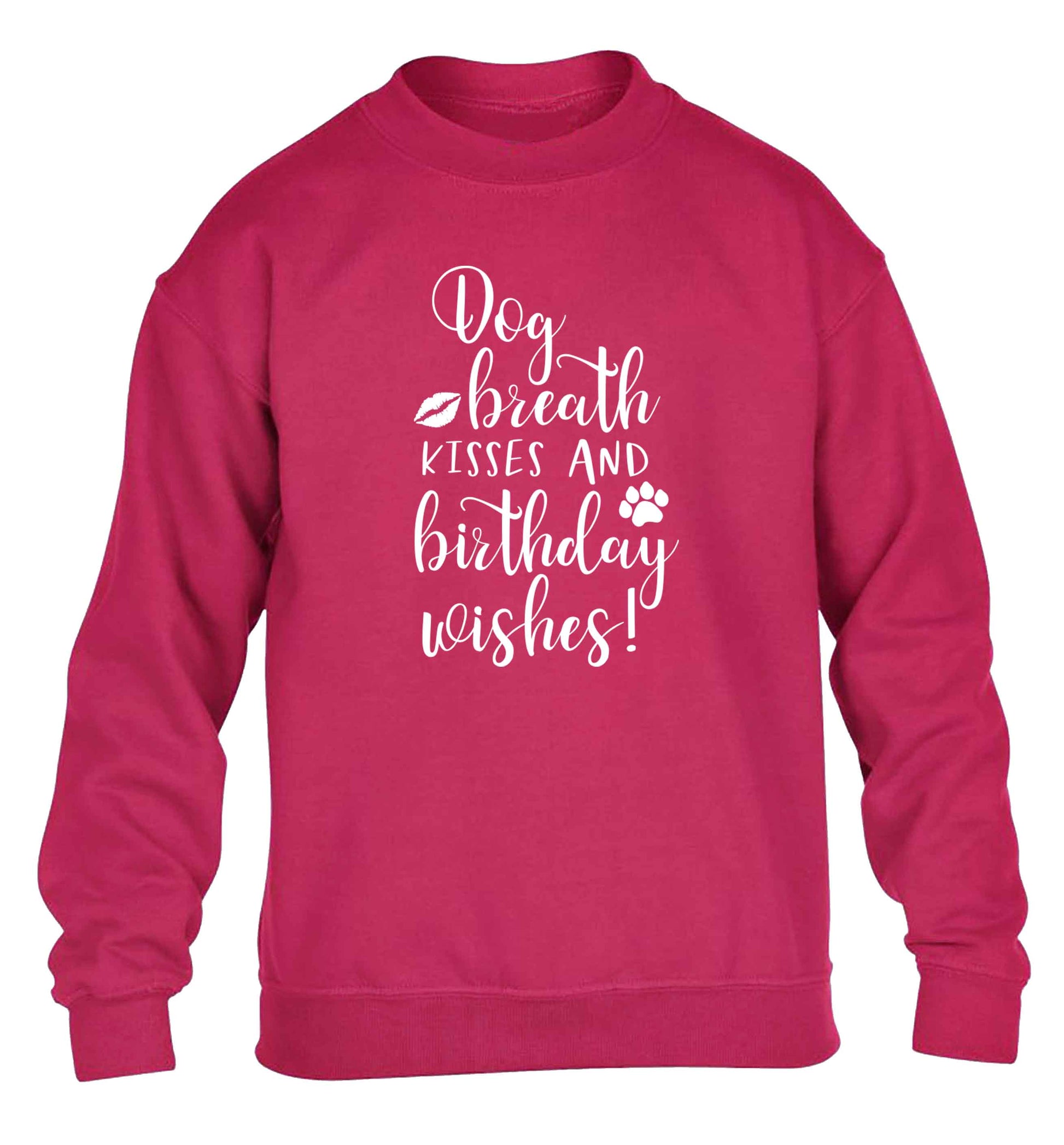 Dog breath kisses and christmas wishes children's pink sweater 12-13 Years