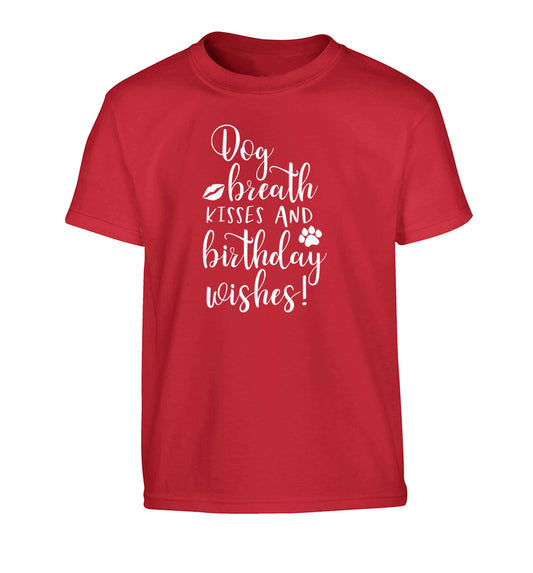 Dog breath kisses and christmas wishes Children's red Tshirt 12-13 Years