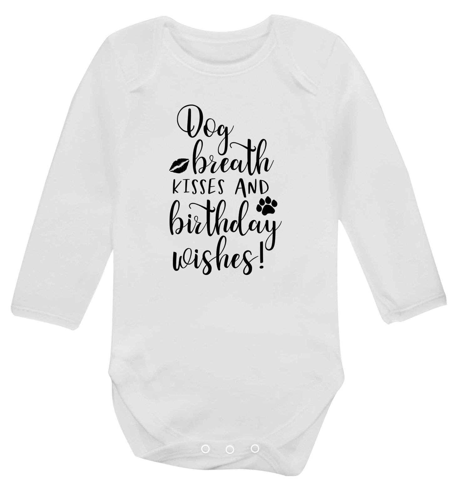 Dog breath kisses and christmas wishes Baby Vest long sleeved white 6-12 months