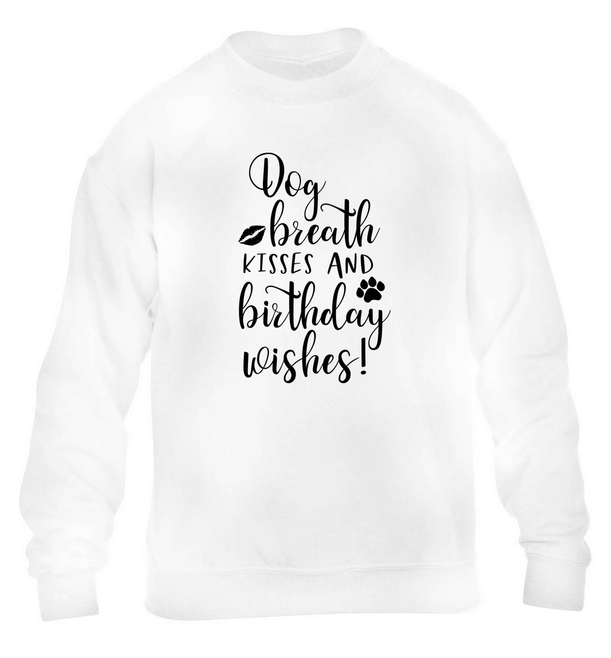 Dog breath kisses and christmas wishes children's white sweater 12-13 Years