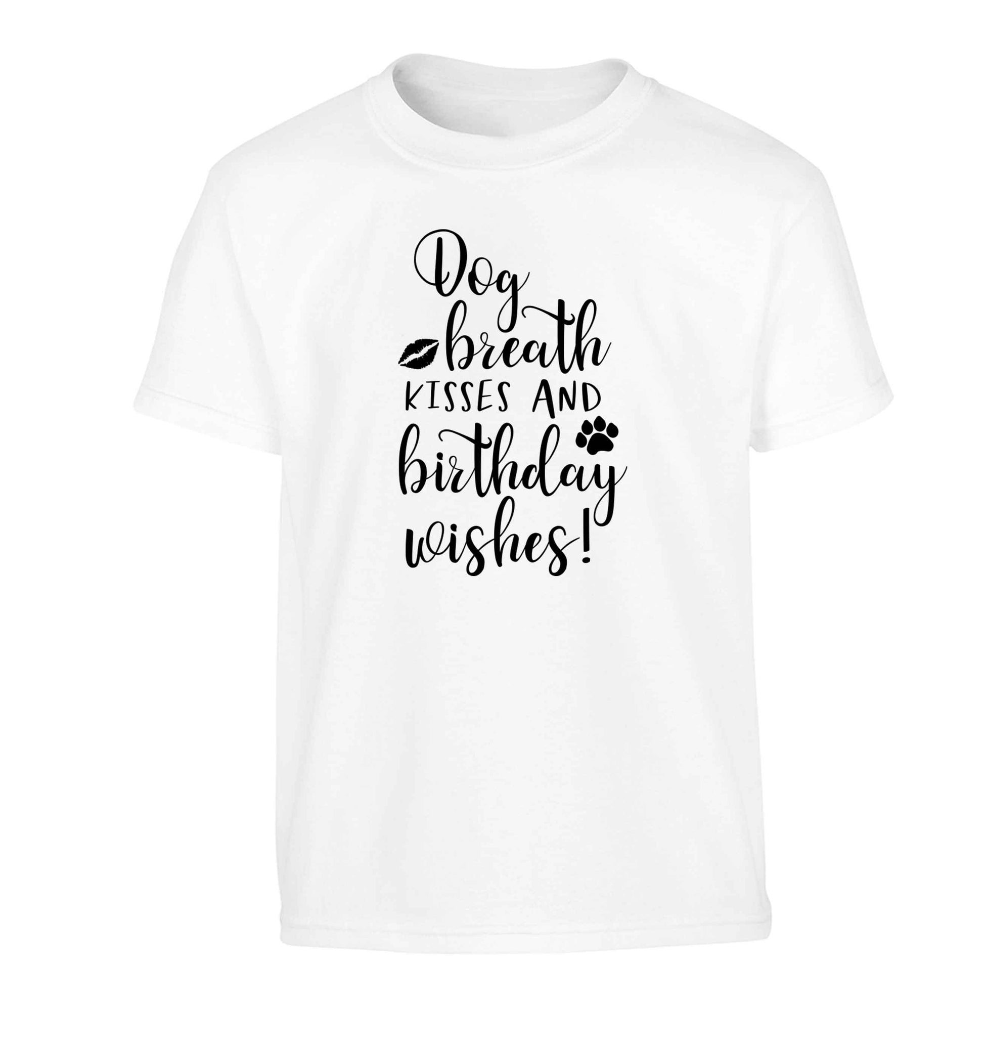 Dog breath kisses and christmas wishes Children's white Tshirt 12-13 Years