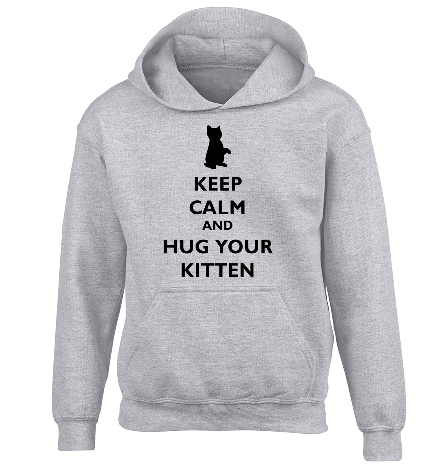 Keep calm and hug your kitten children's grey hoodie 12-13 Years