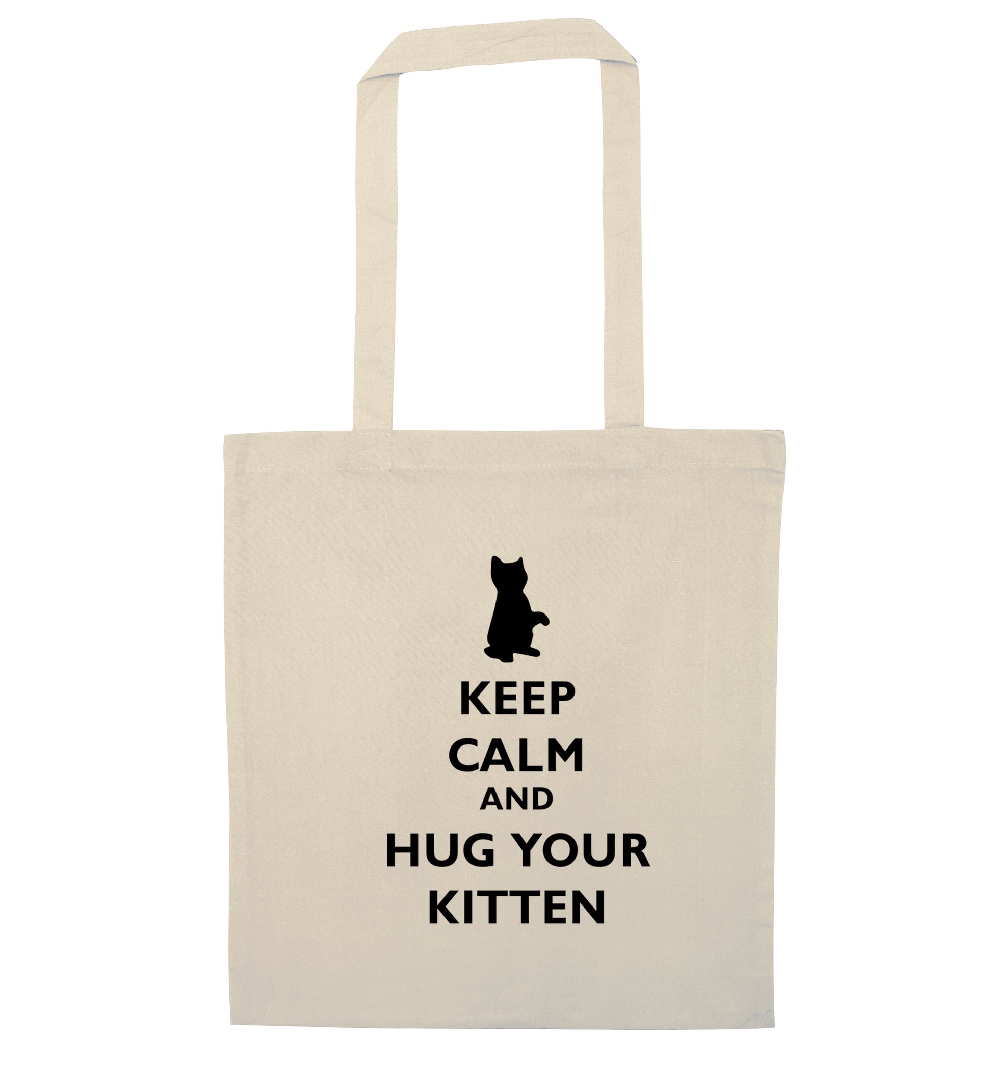 Keep calm and hug your kitten natural tote bag