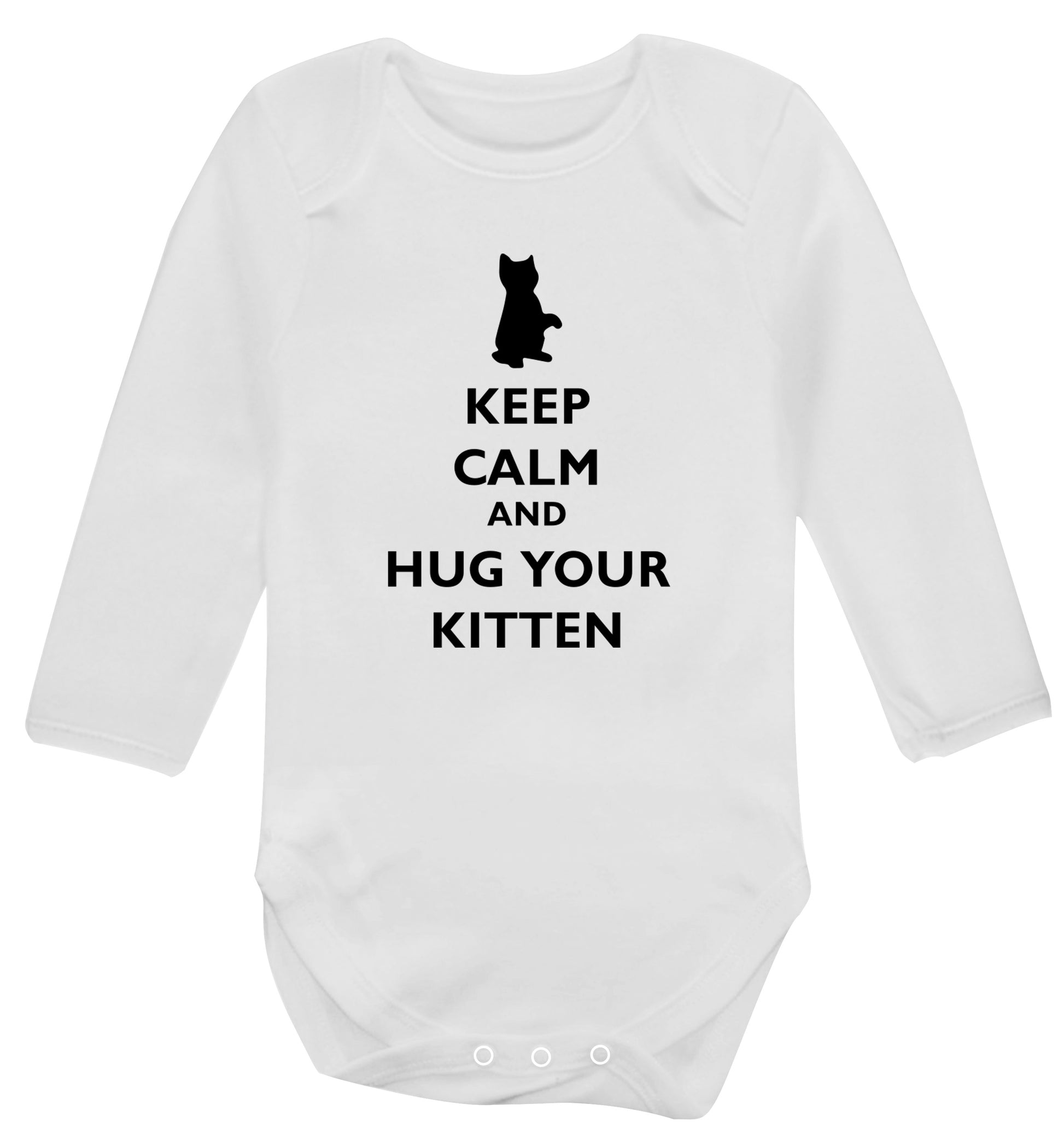 Keep calm and hug your kitten Baby Vest long sleeved white 6-12 months