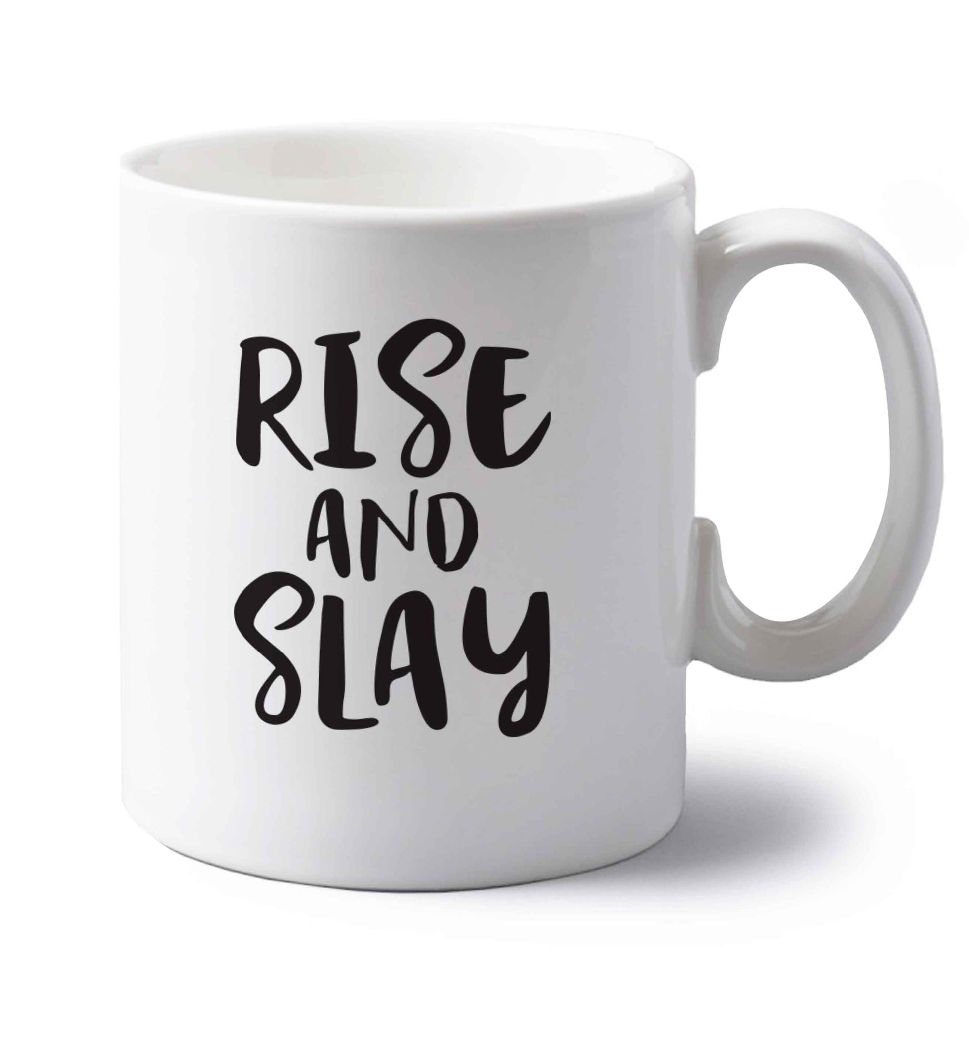 Rise and slay left handed white ceramic mug 