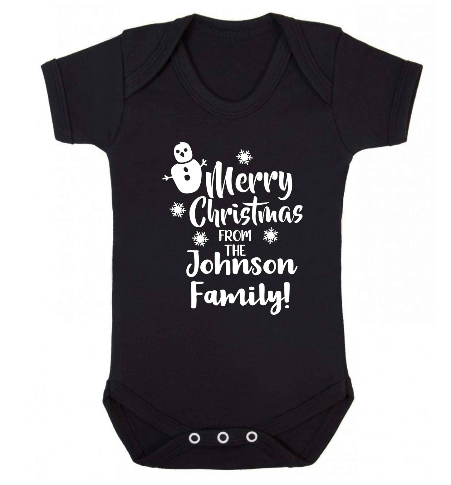 Personalised Merry Christmas from the family Baby Vest black 18-24 months