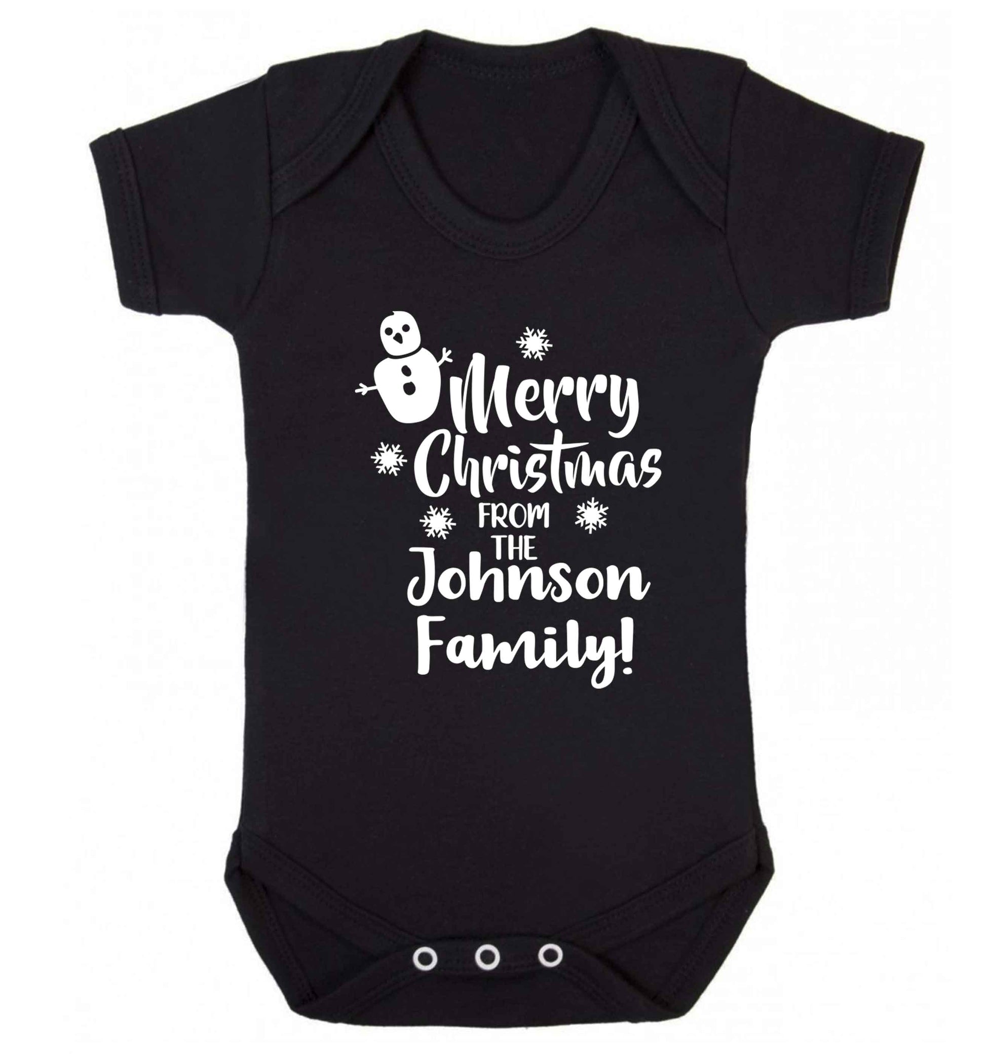 Personalised Merry Christmas from the family Baby Vest black 18-24 months