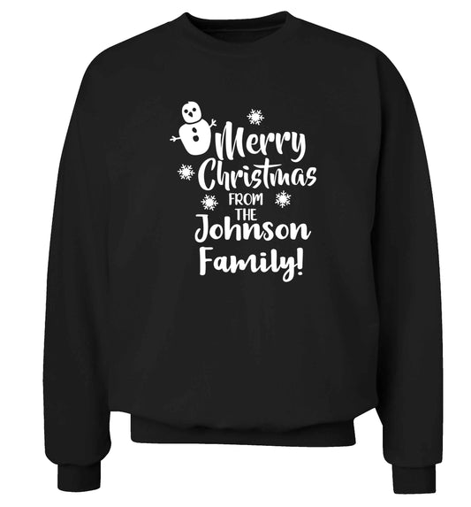 Personalised Merry Christmas from the family Adult's unisex black Sweater 2XL