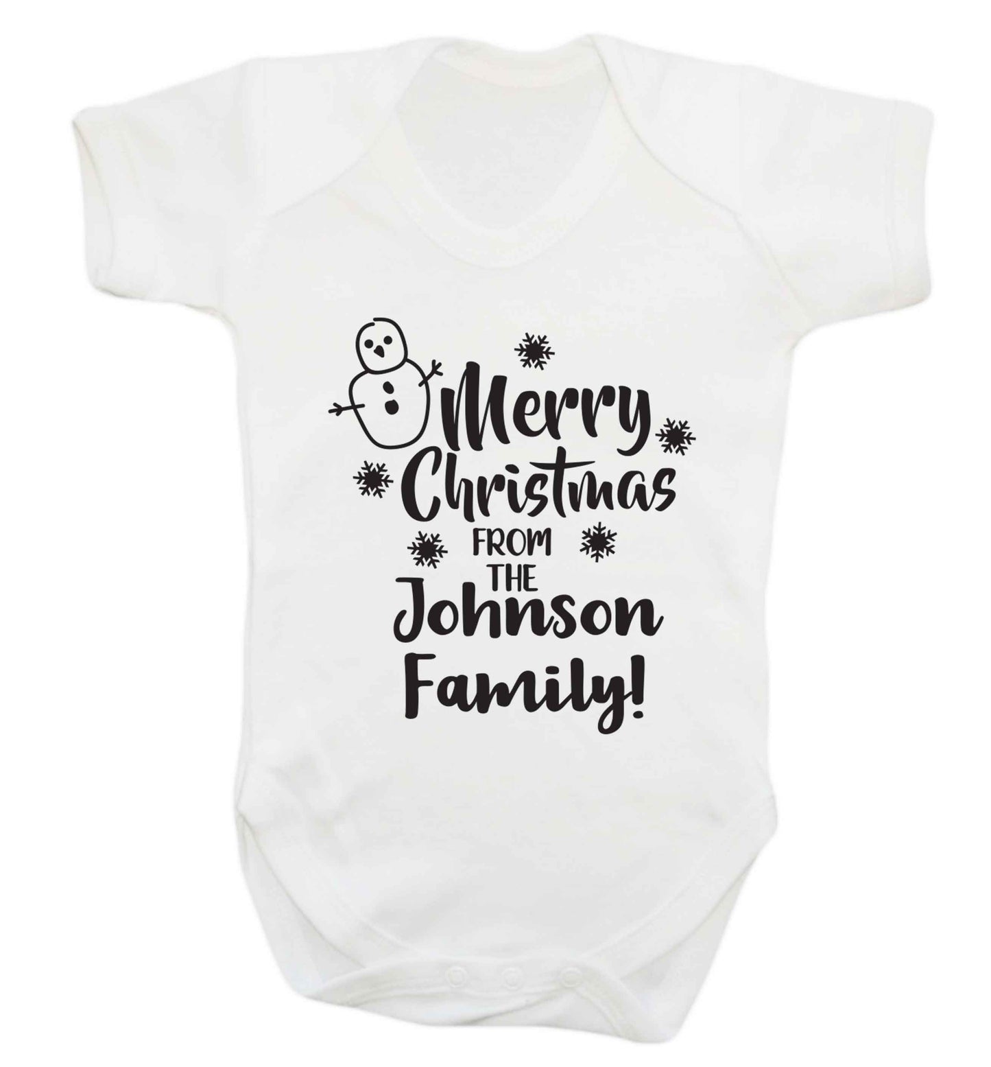 Personalised Merry Christmas from the family Baby Vest white 18-24 months