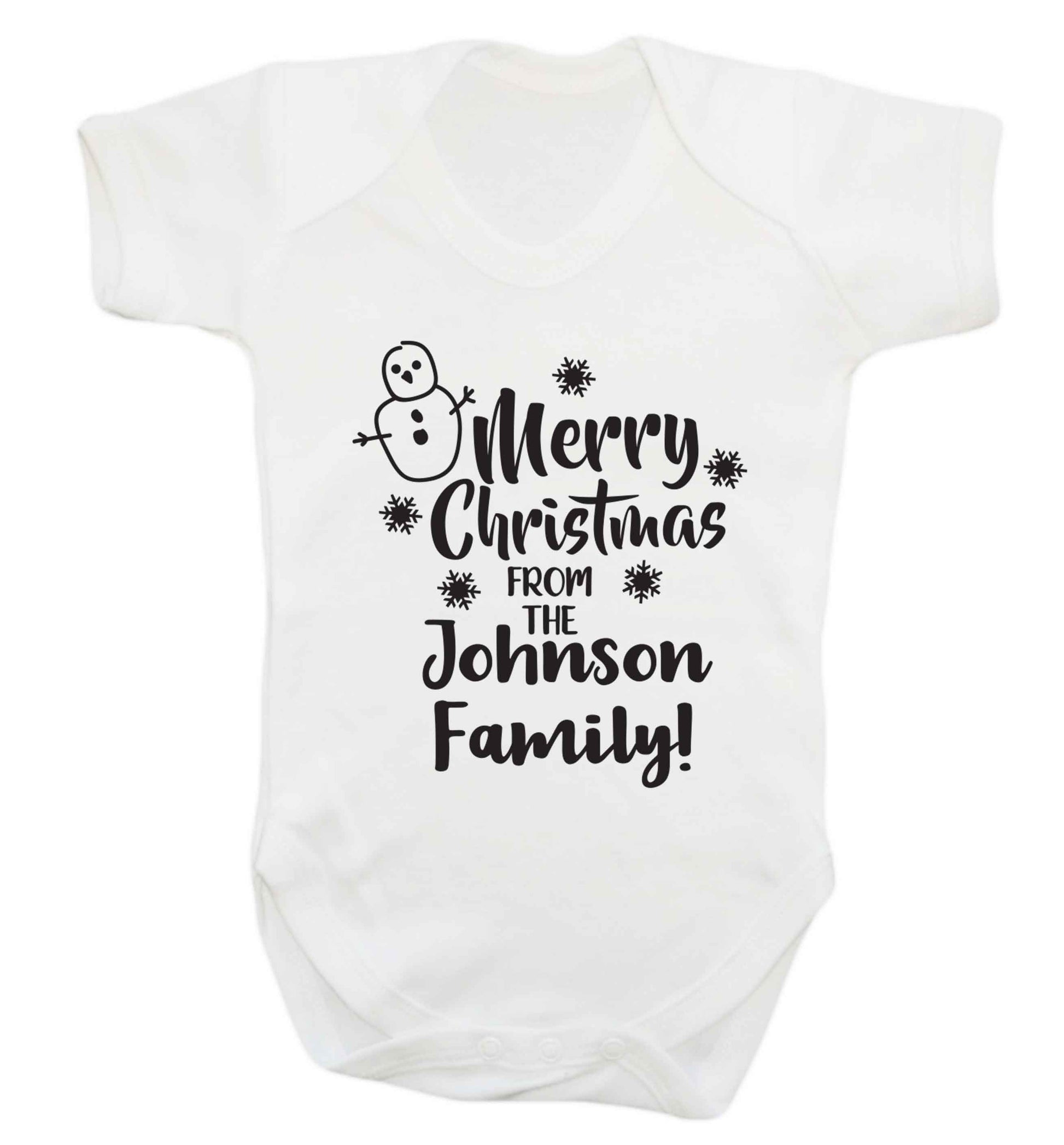 Personalised Merry Christmas from the family Baby Vest white 18-24 months