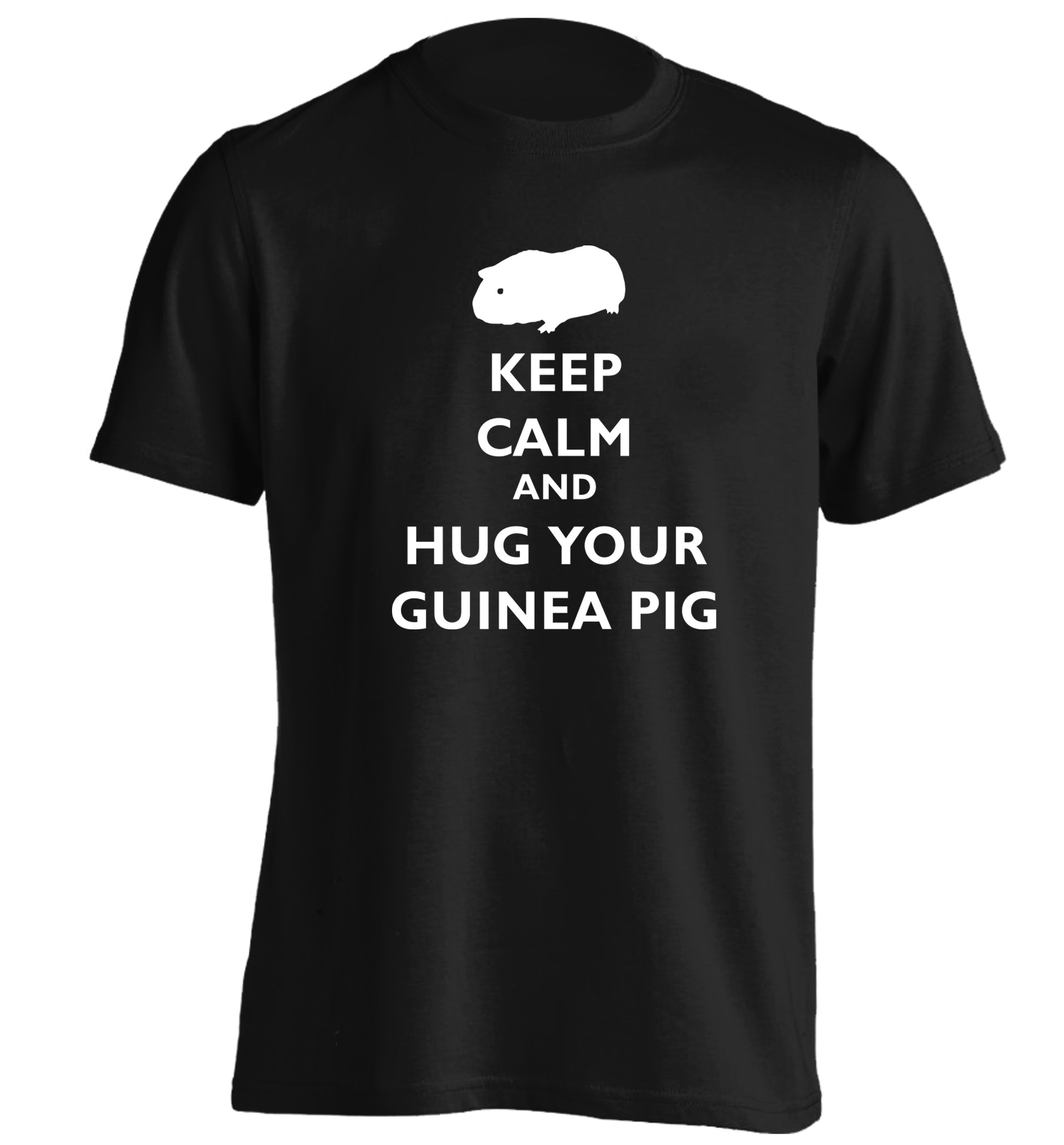 Keep calm and hug your guineapig adults unisex black Tshirt 2XL