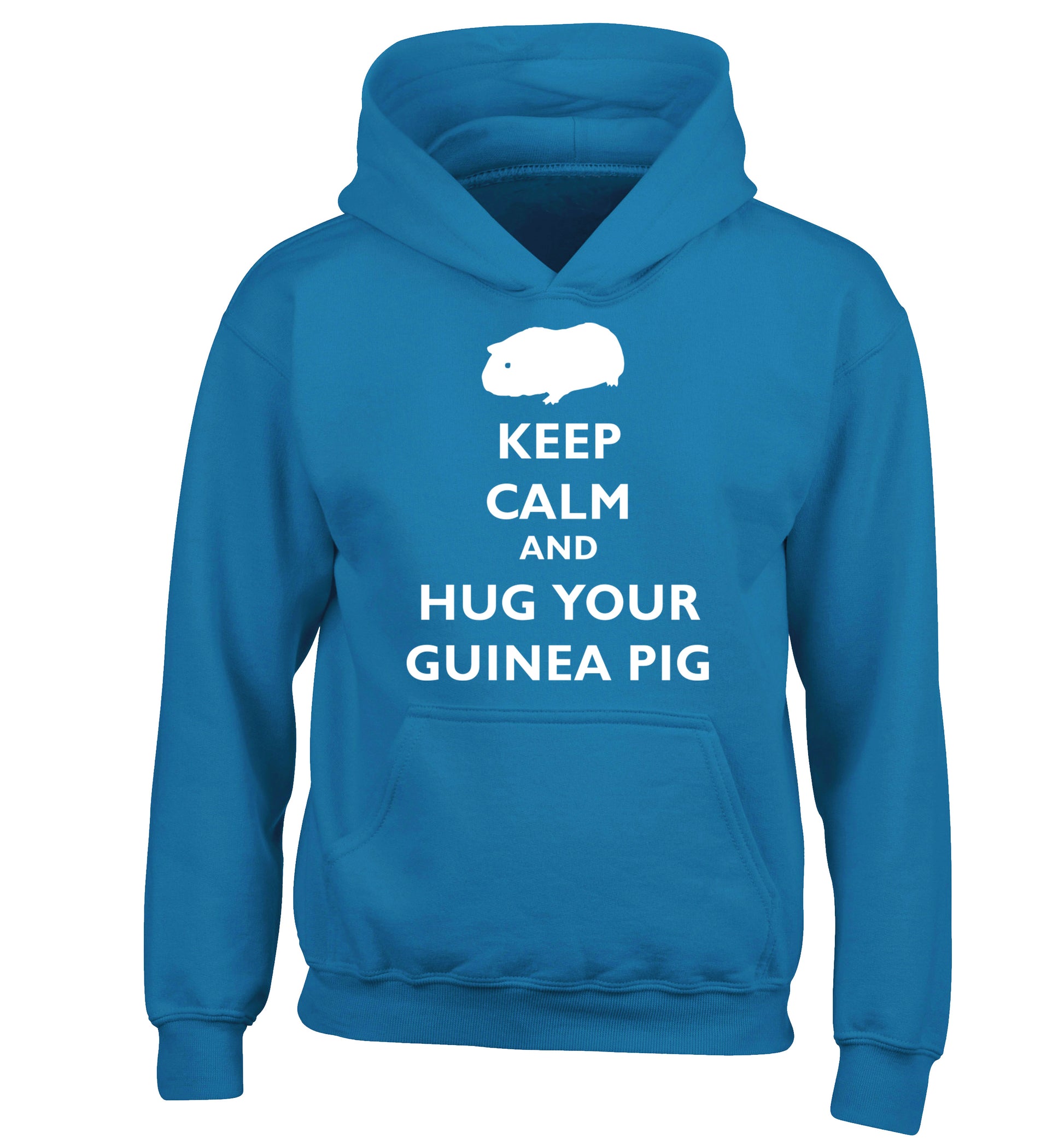 Keep calm and hug your guineapig children's blue hoodie 12-13 Years