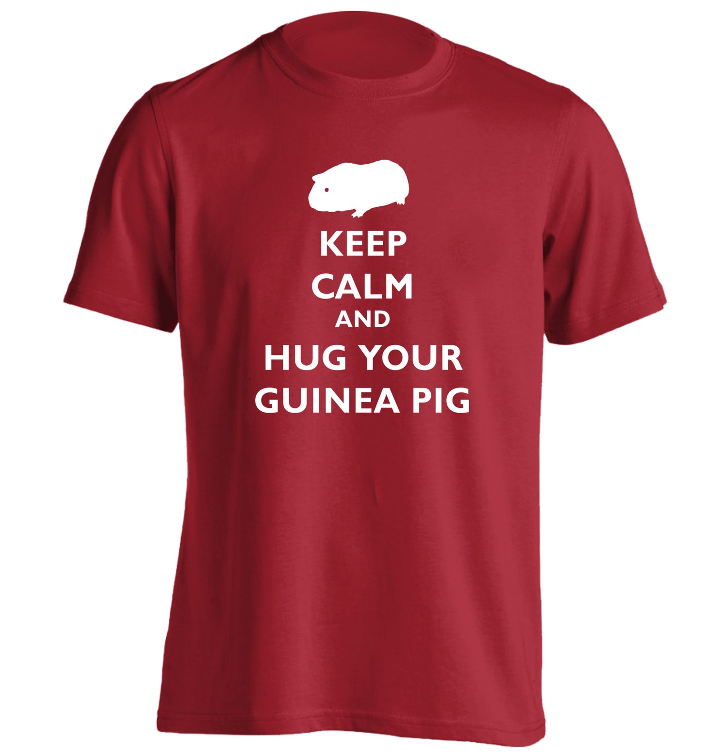 Keep calm and hug your guineapig adults unisex red Tshirt 2XL