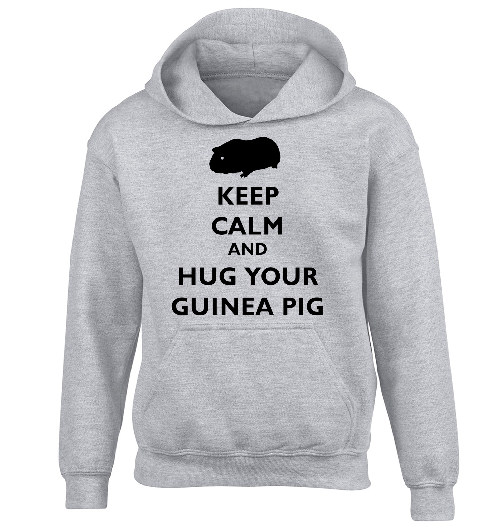 Keep calm and hug your guineapig children's grey hoodie 12-13 Years