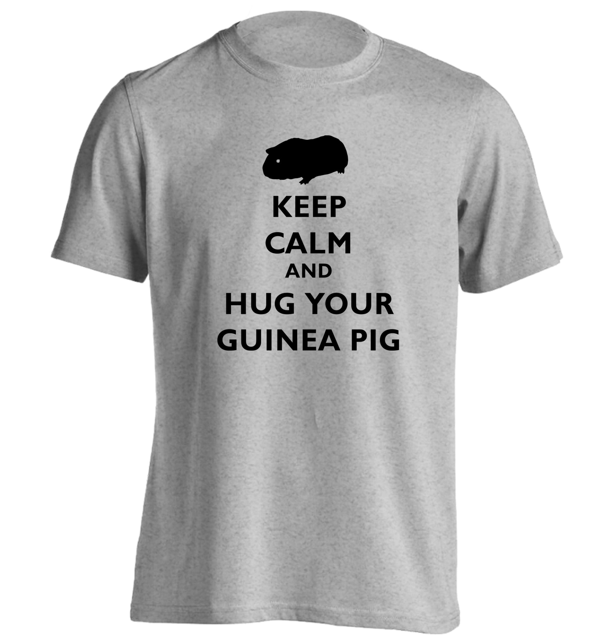 Keep calm and hug your guineapig adults unisex grey Tshirt 2XL