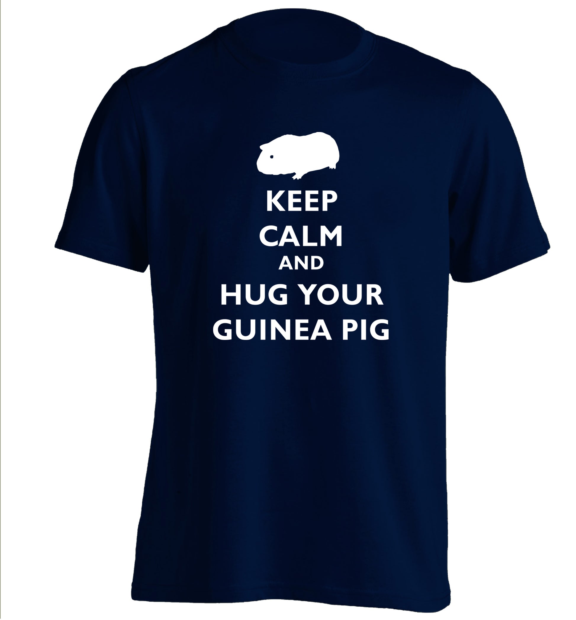 Keep calm and hug your guineapig adults unisex navy Tshirt 2XL