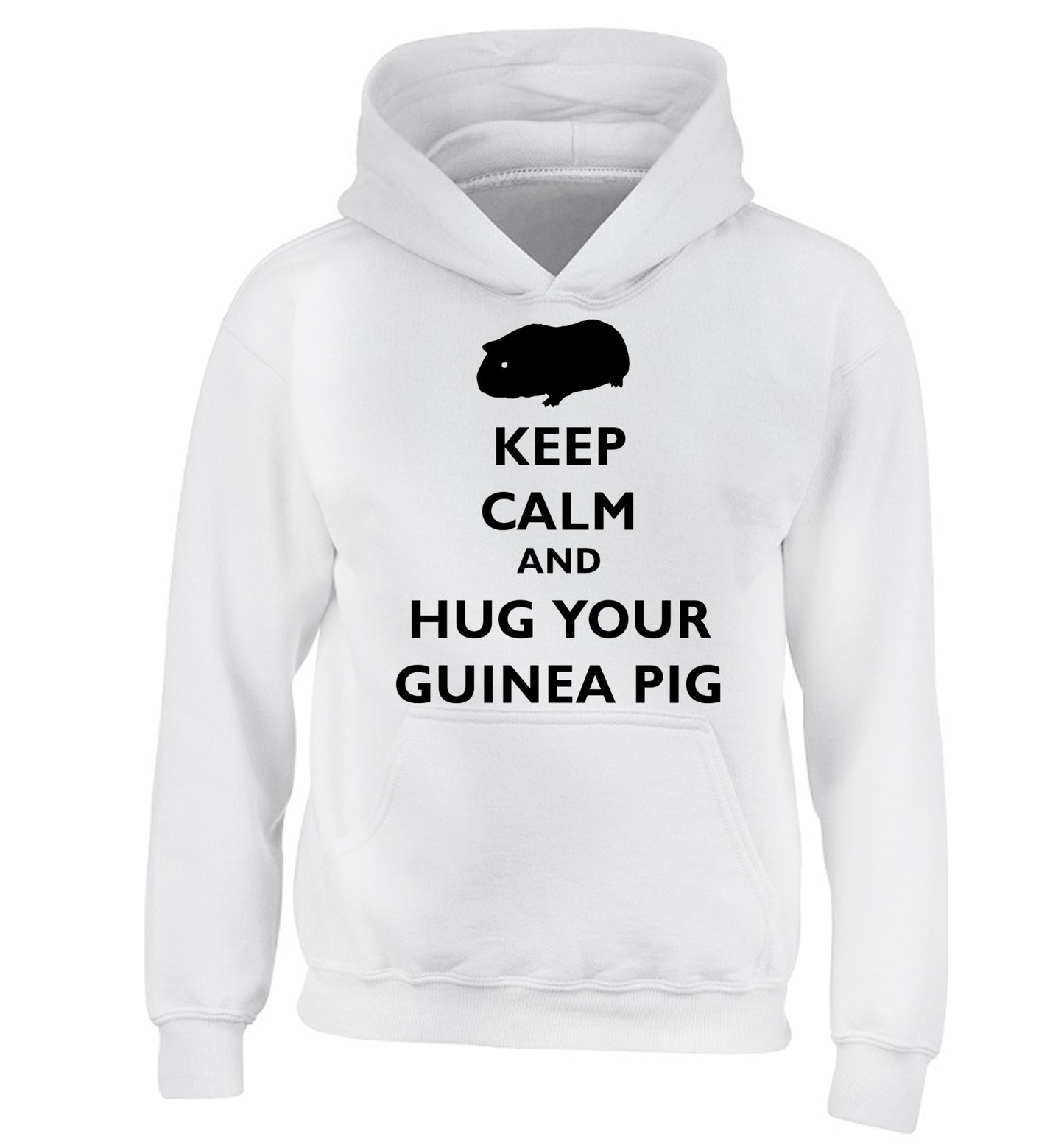 Keep calm and hug your guineapig children's white hoodie 12-13 Years