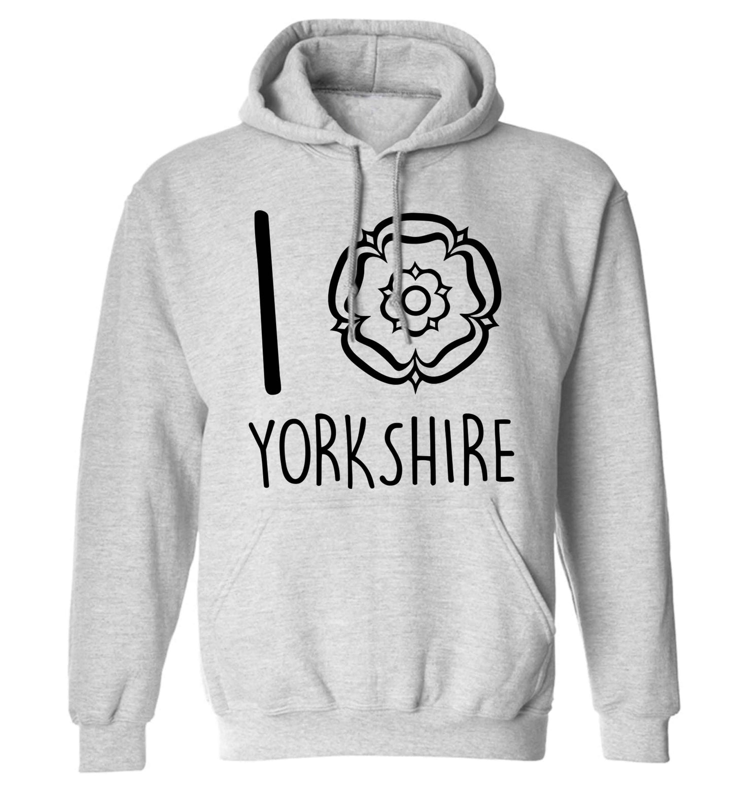 I love Yorkshire adults unisex grey hoodie 2XL