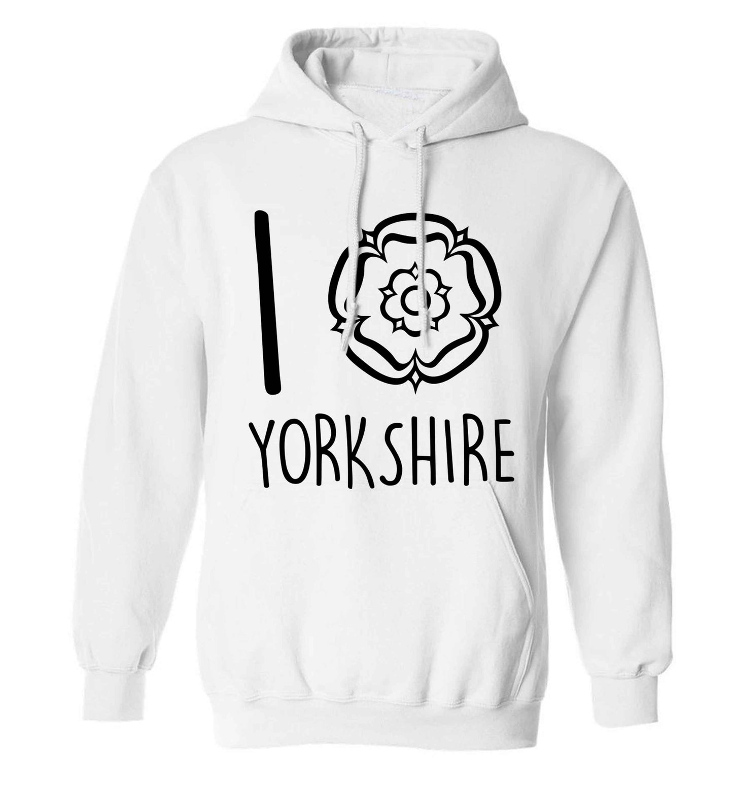 I love Yorkshire adults unisex white hoodie 2XL