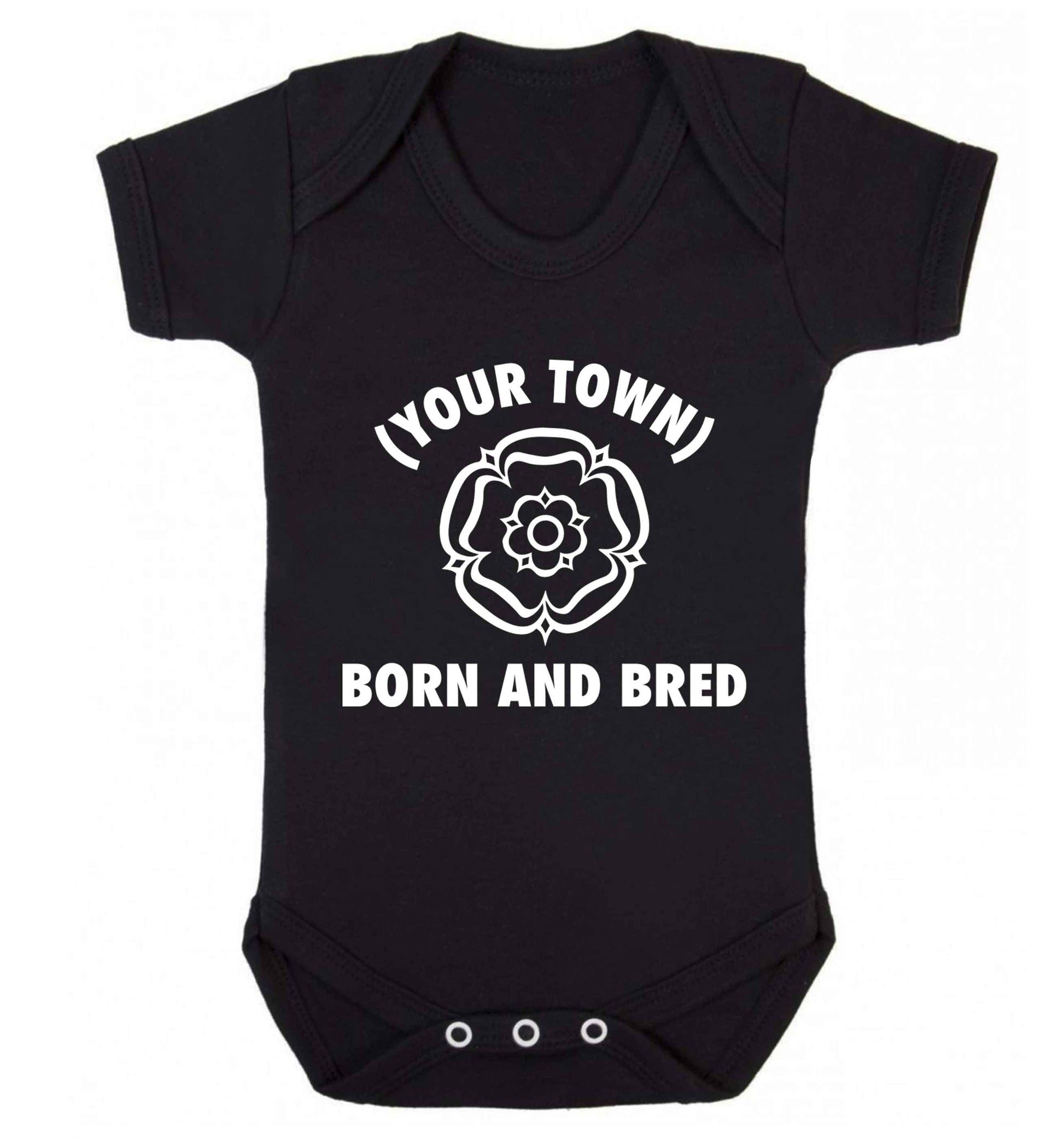 Personalised born and bred Baby Vest black 18-24 months