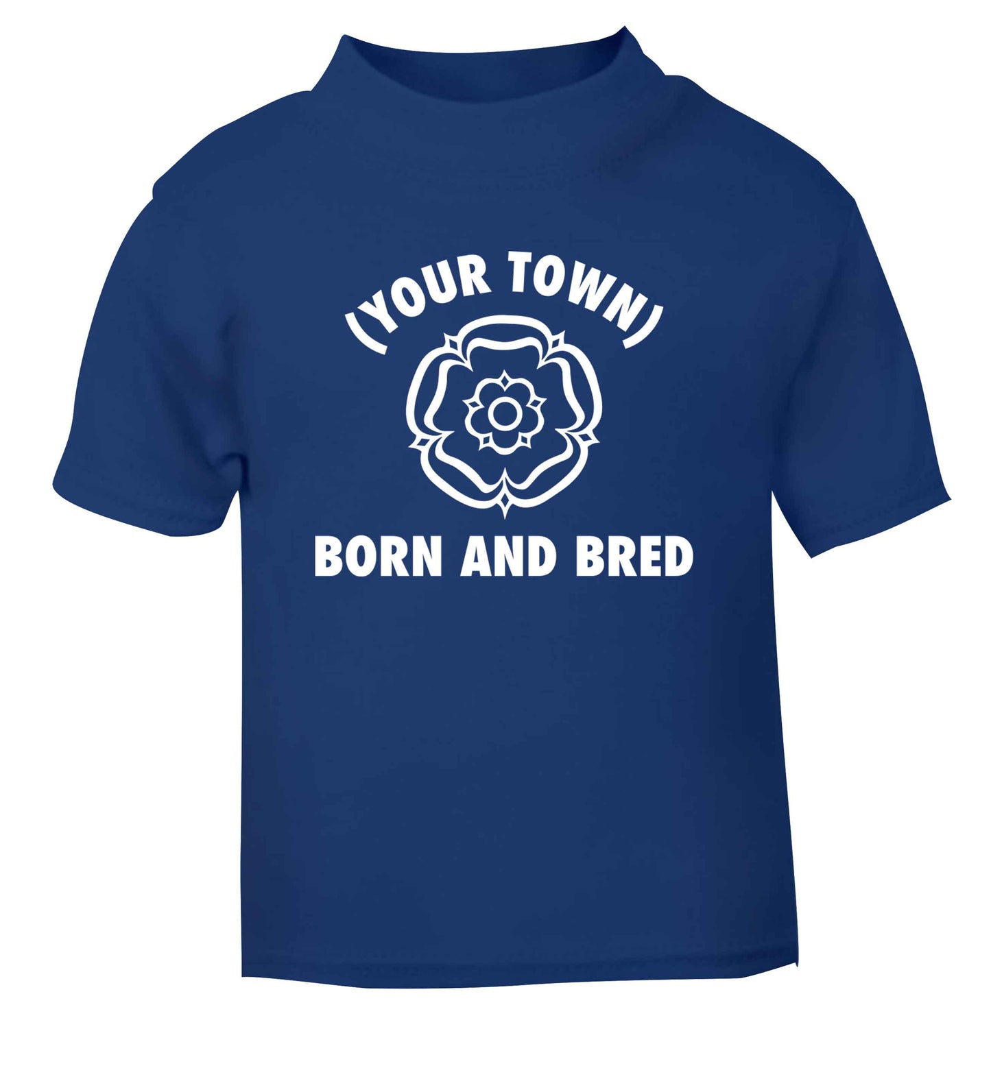 Personalised born and bred blue Baby Toddler Tshirt 2 Years