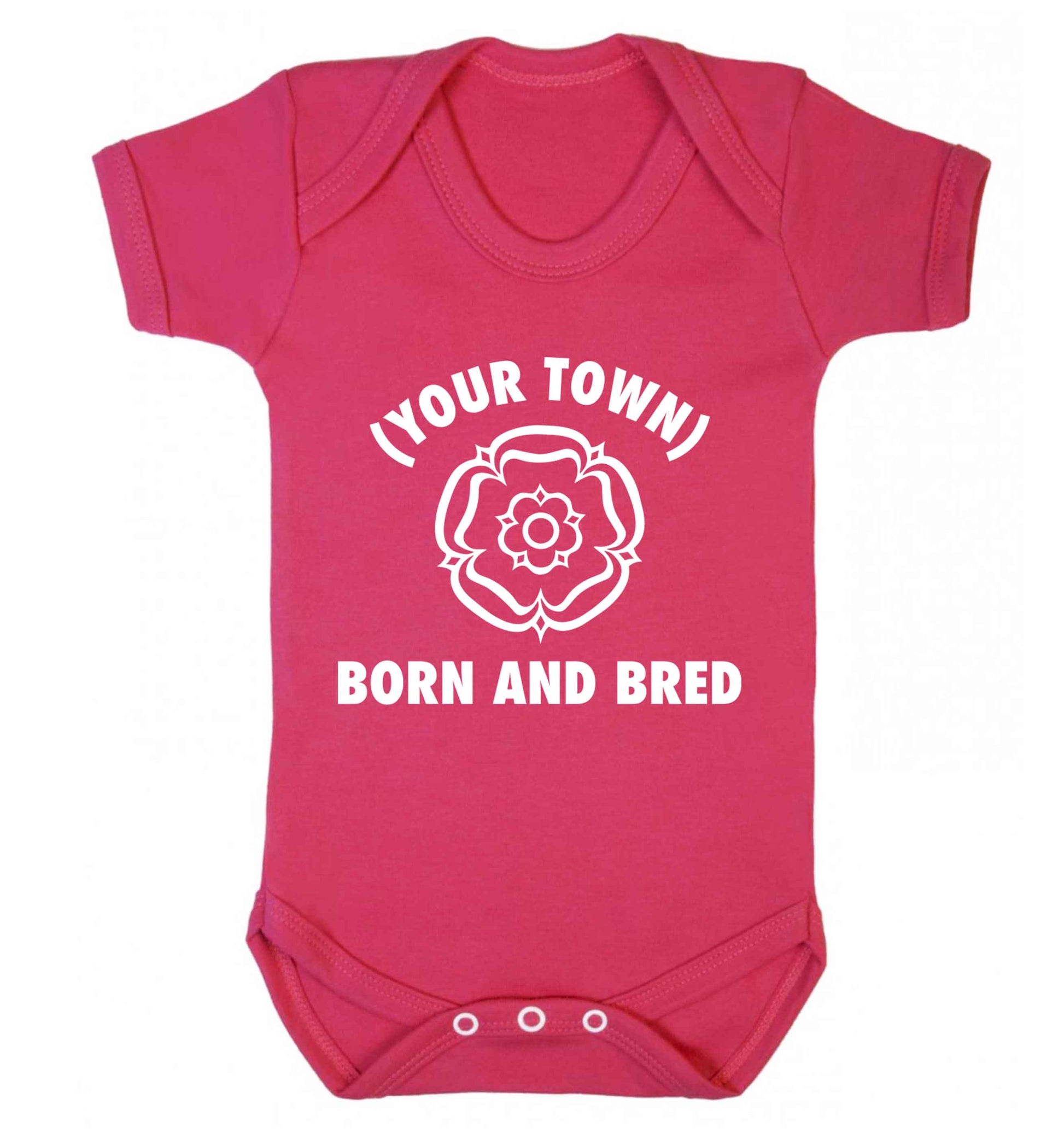 Personalised born and bred Baby Vest dark pink 18-24 months