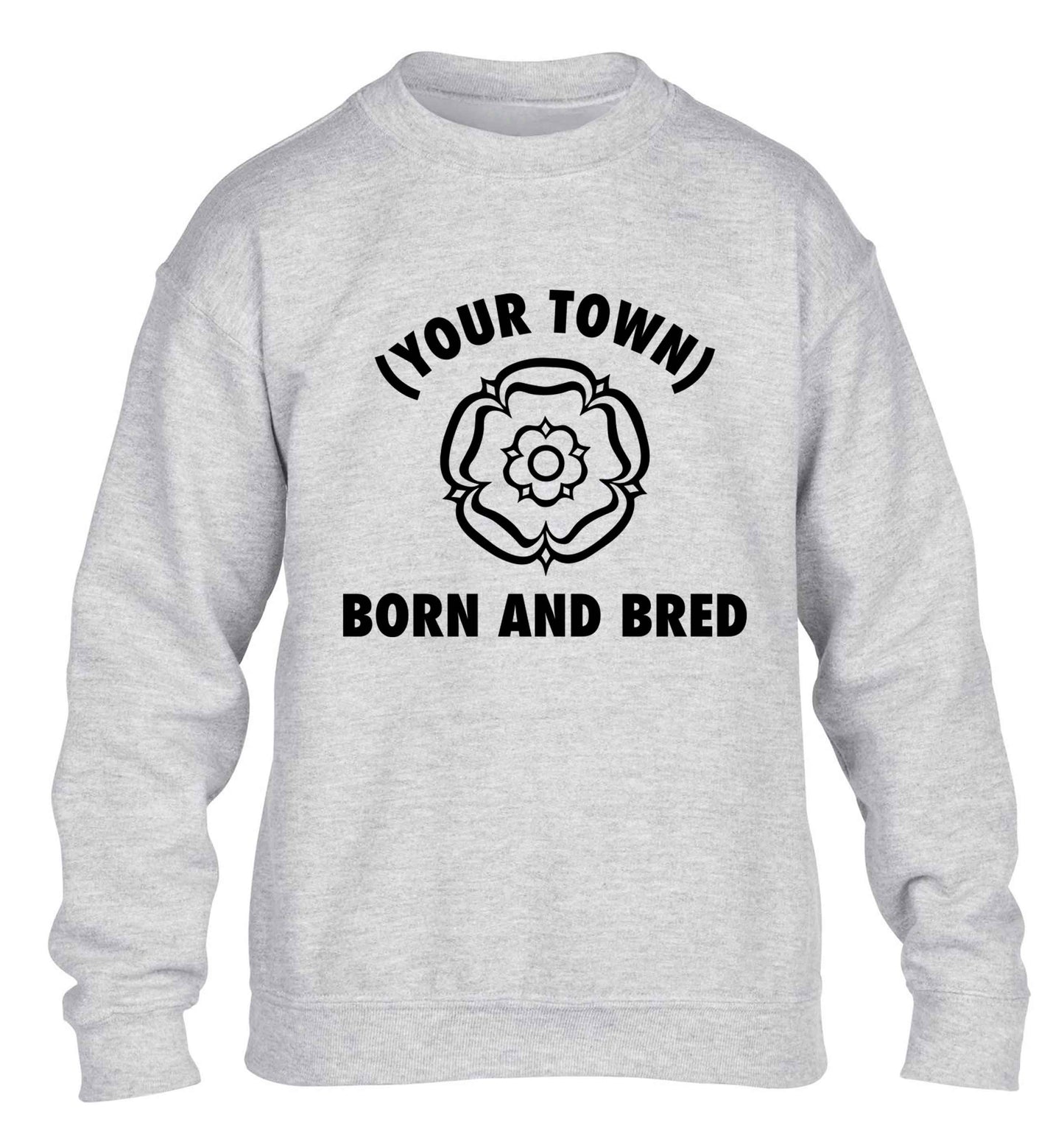 Personalised born and bred children's grey sweater 12-13 Years