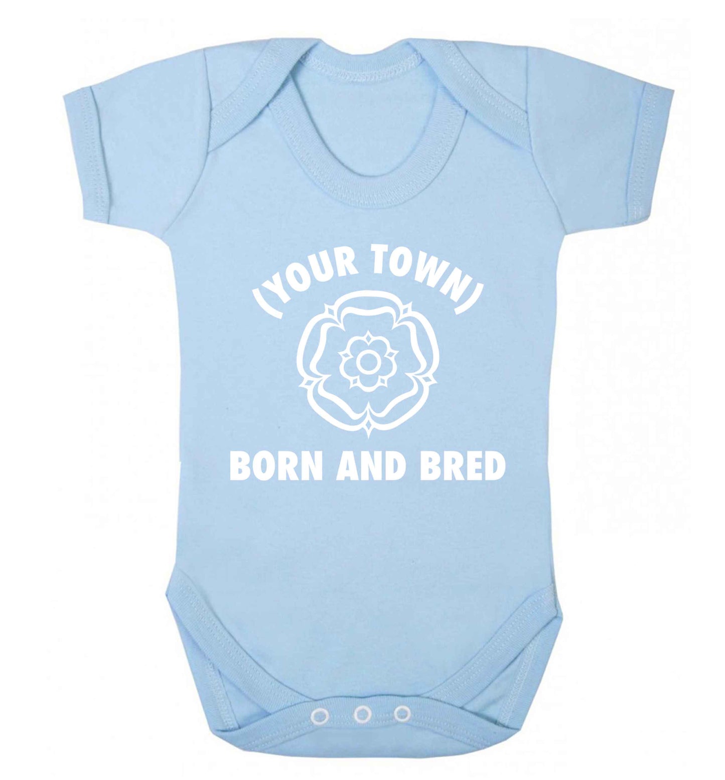 Personalised born and bred Baby Vest pale blue 18-24 months
