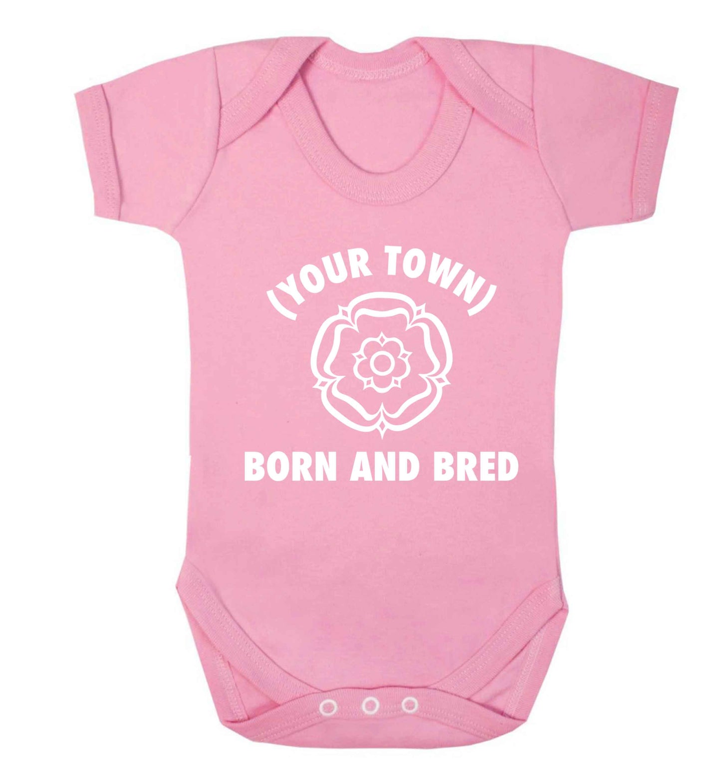 Personalised born and bred Baby Vest pale pink 18-24 months