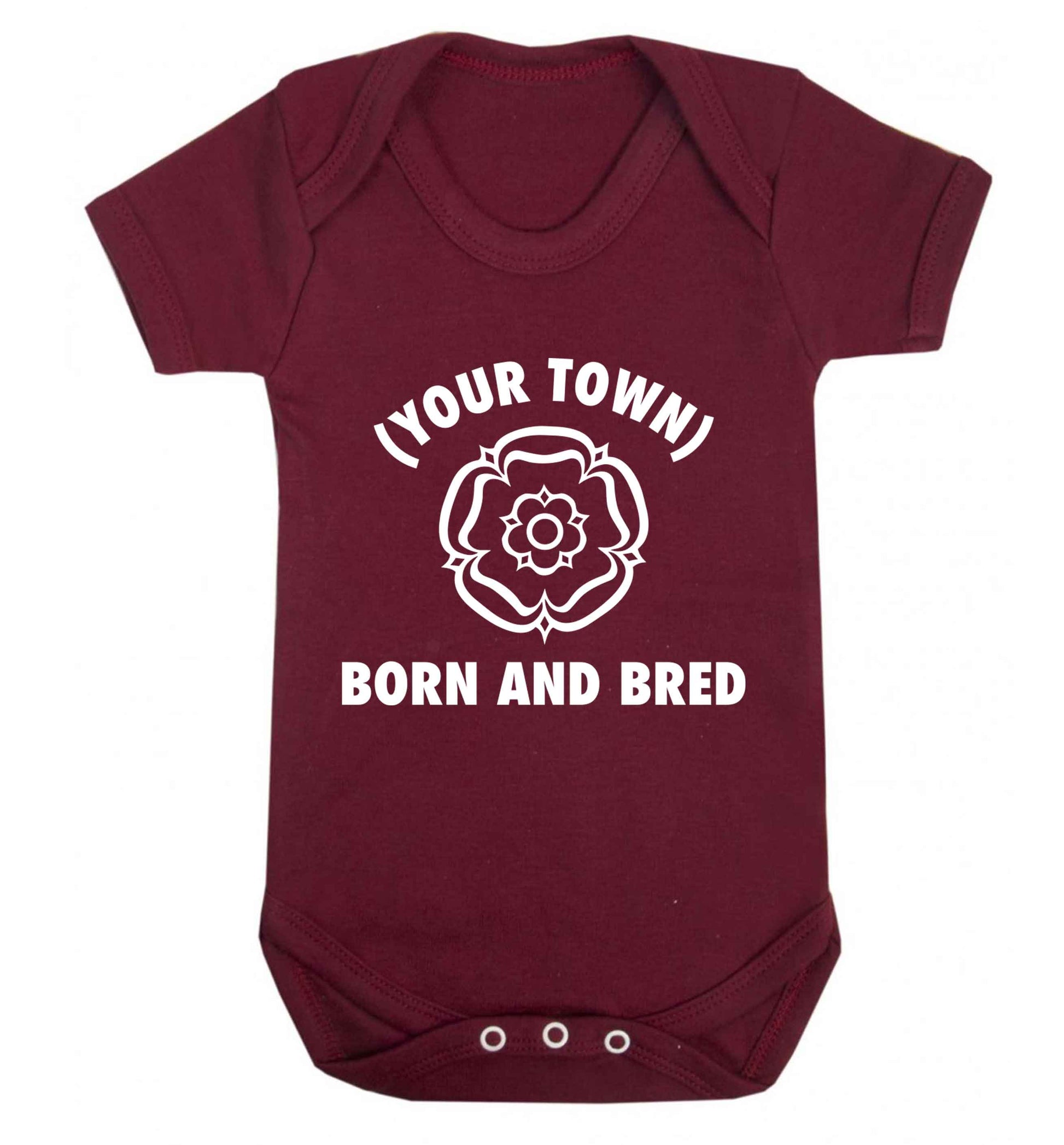 Personalised born and bred Baby Vest maroon 18-24 months
