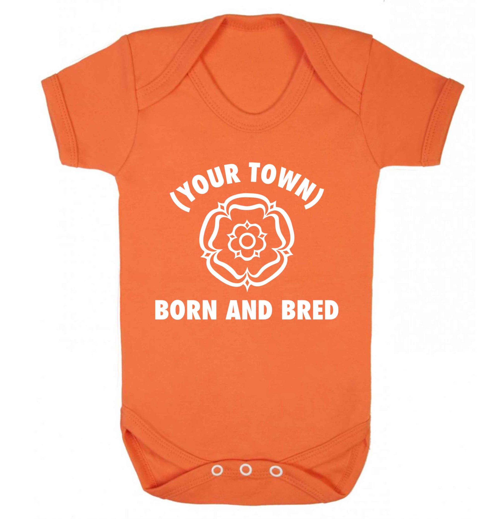 Personalised born and bred Baby Vest orange 18-24 months