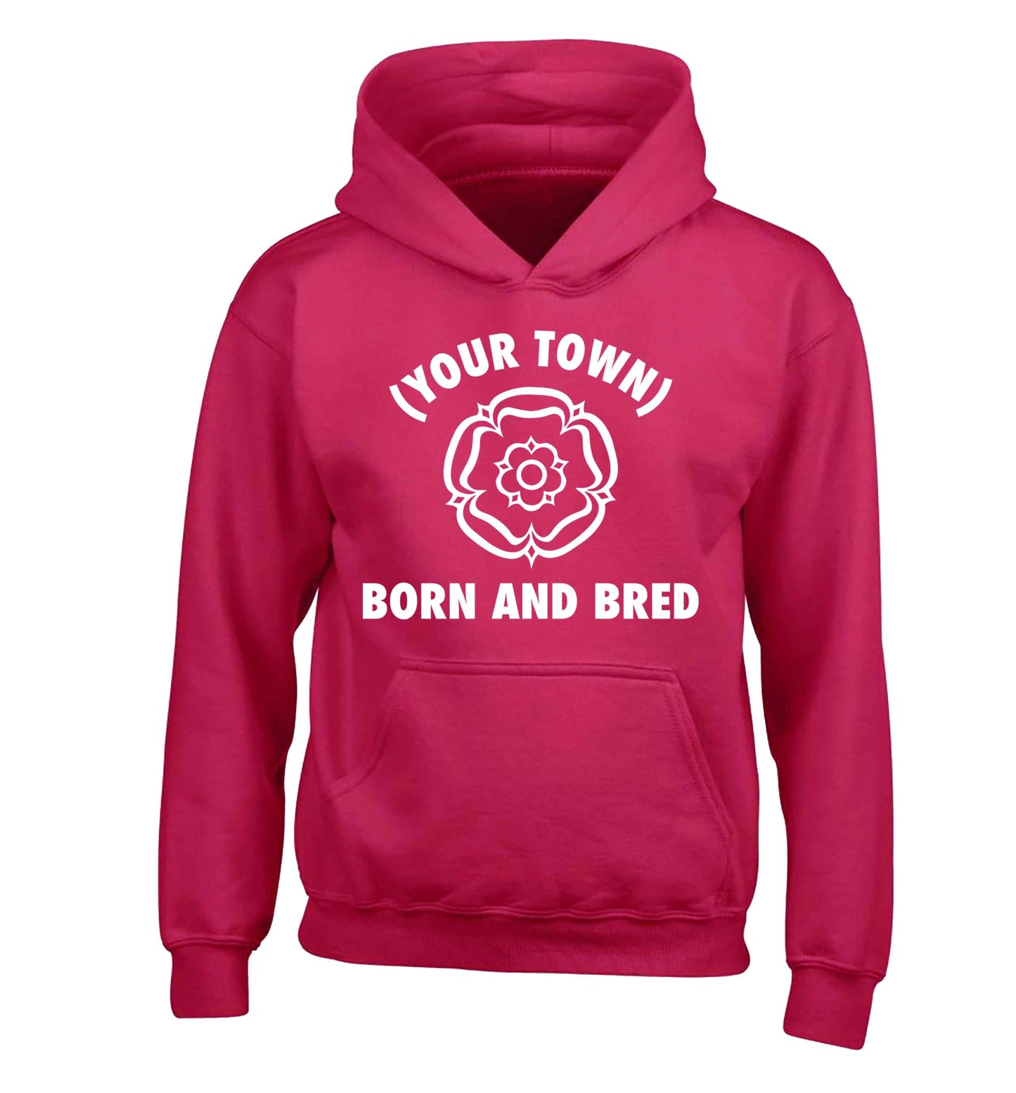 Personalised born and bred children's pink hoodie 12-13 Years