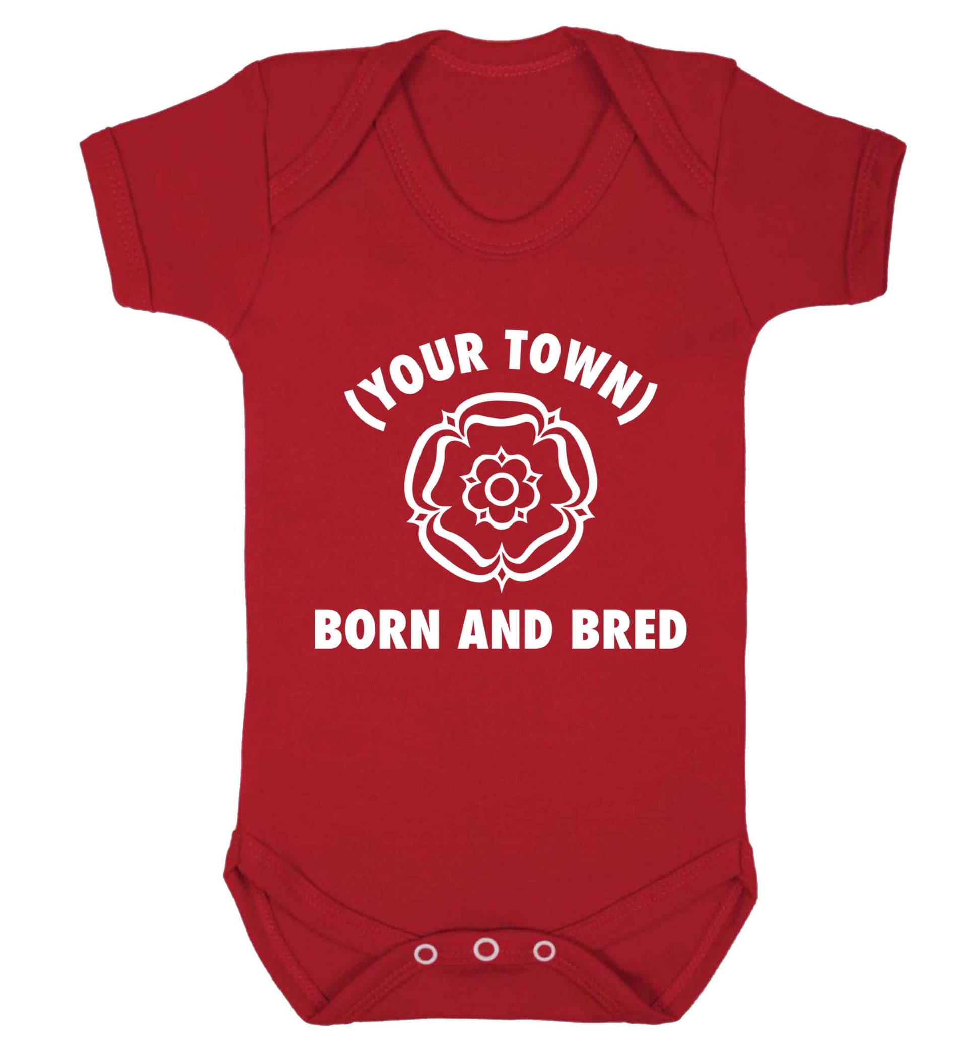 Personalised born and bred Baby Vest red 18-24 months