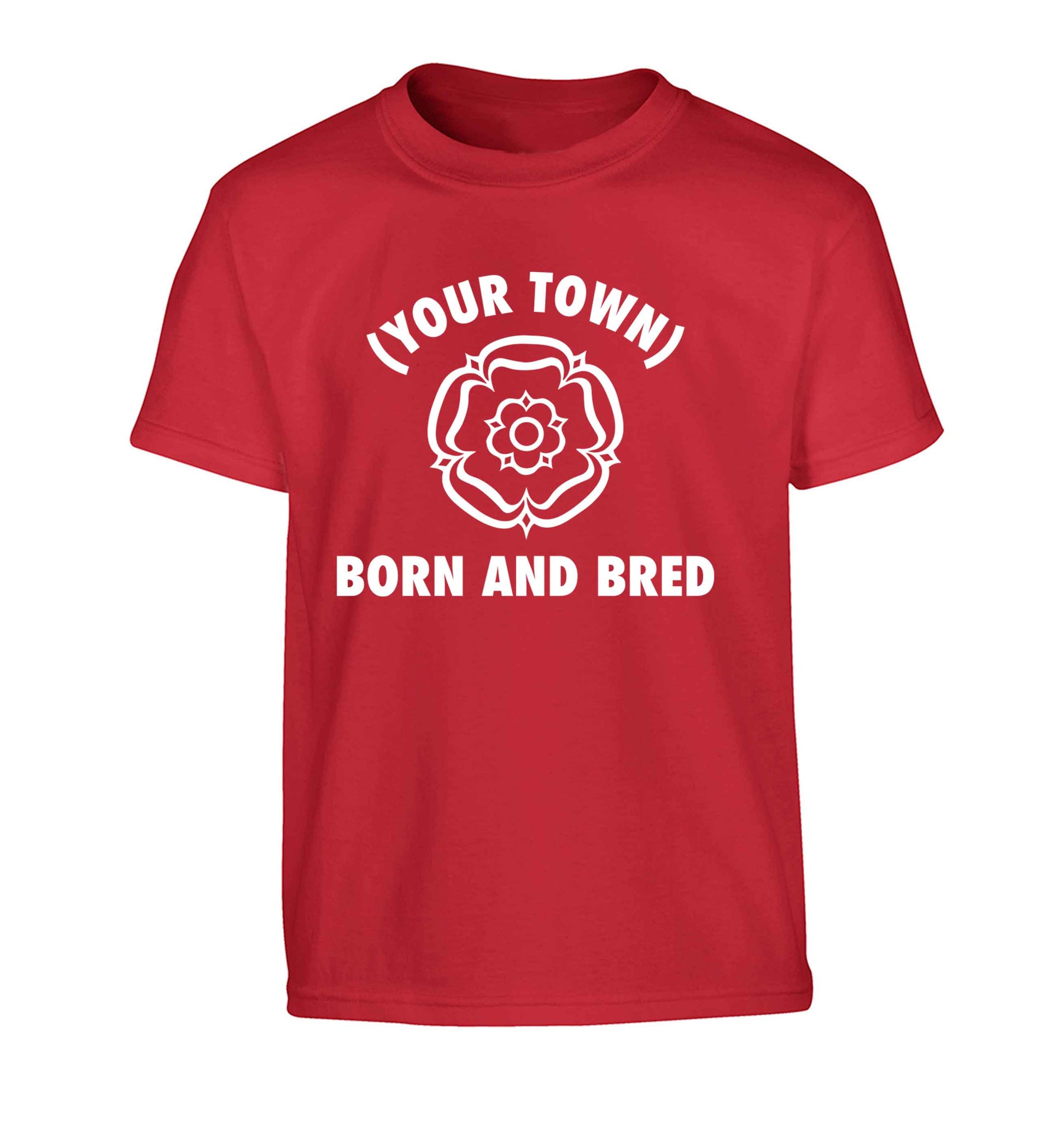 Personalised born and bred Children's red Tshirt 12-13 Years