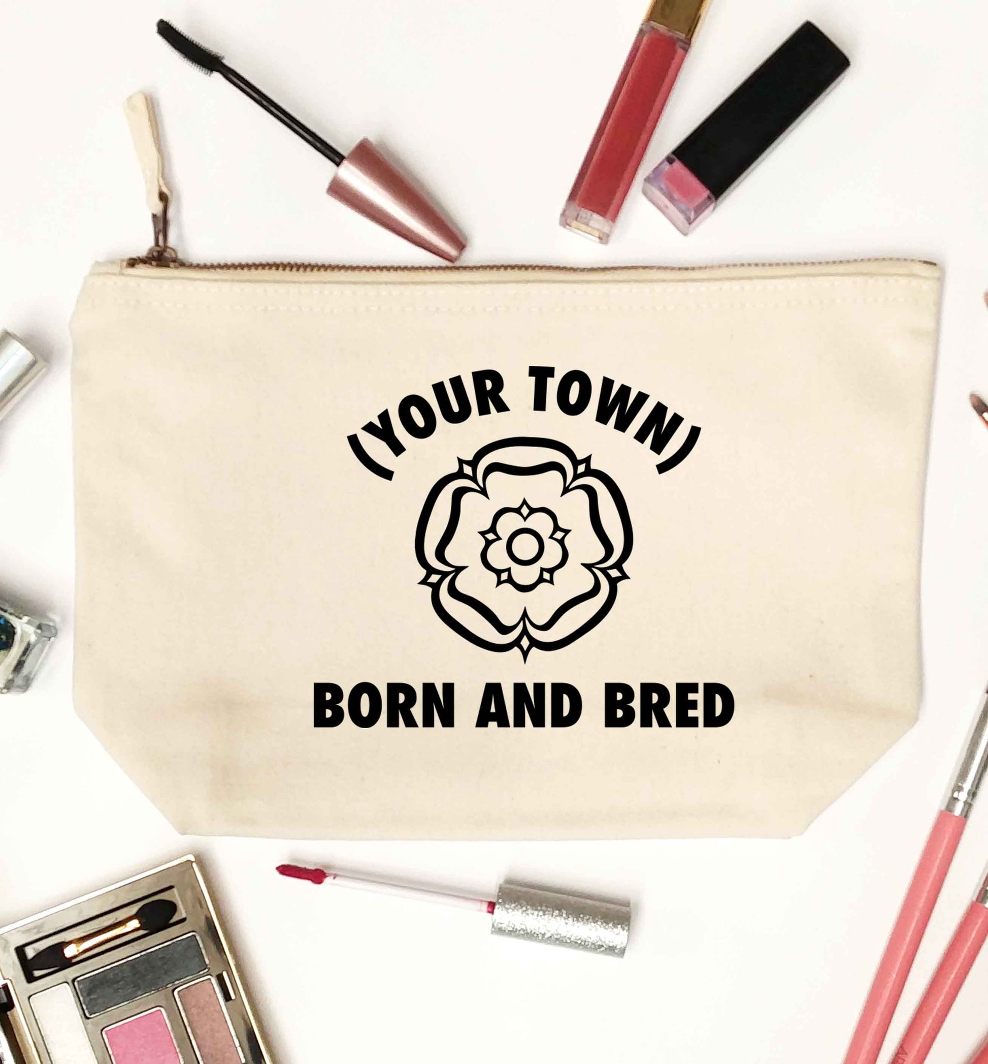 Personalised born and bred natural makeup bag