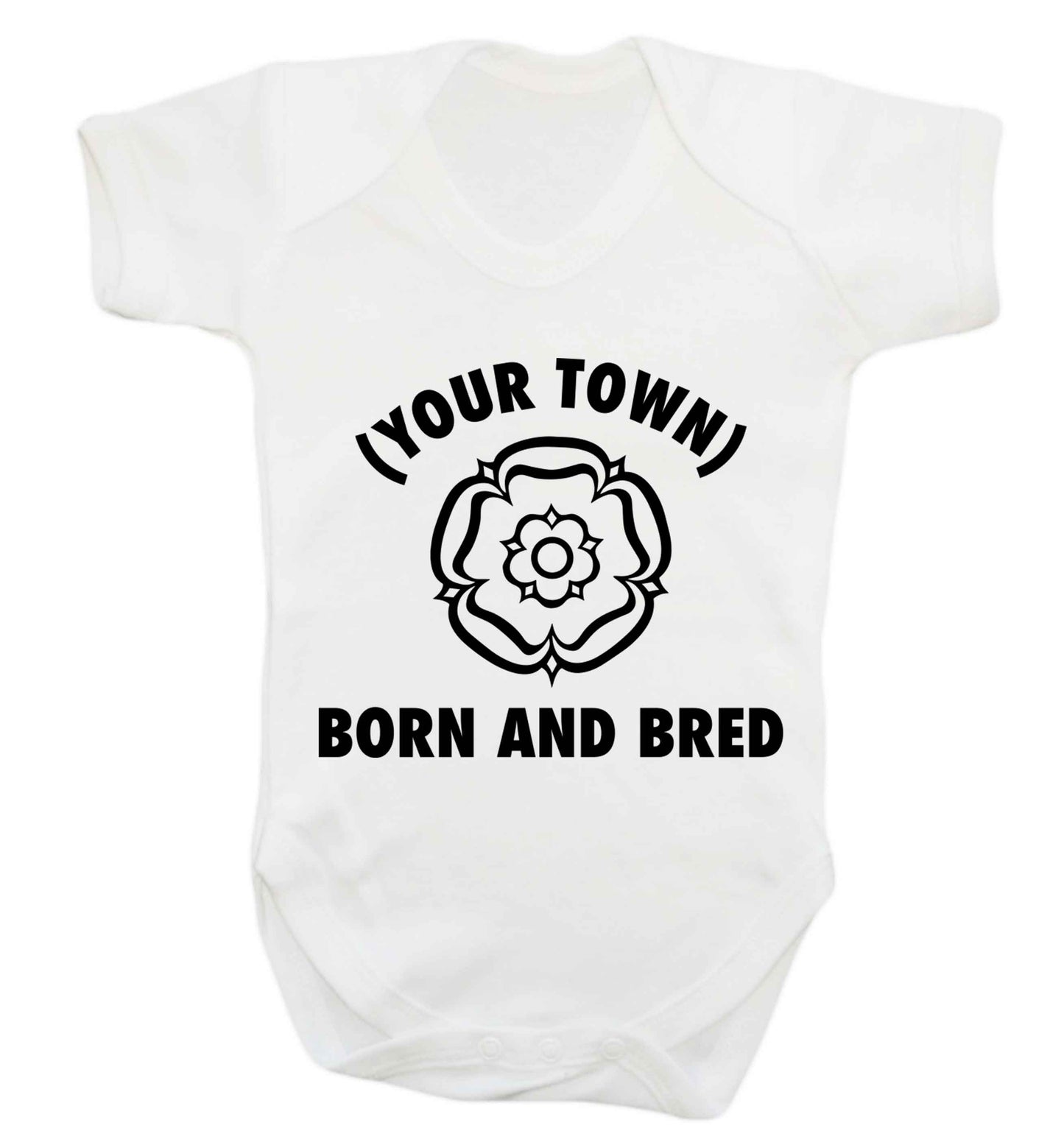 Personalised born and bred Baby Vest white 18-24 months