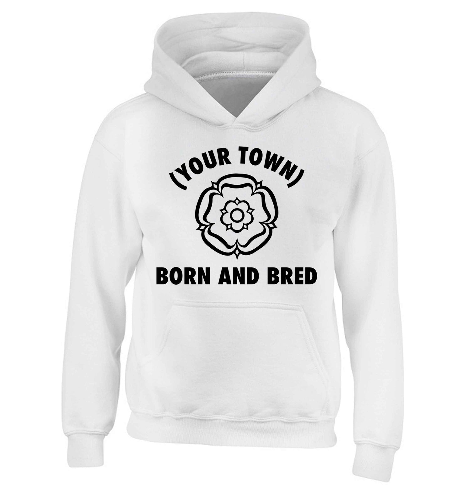Personalised born and bred children's white hoodie 12-13 Years
